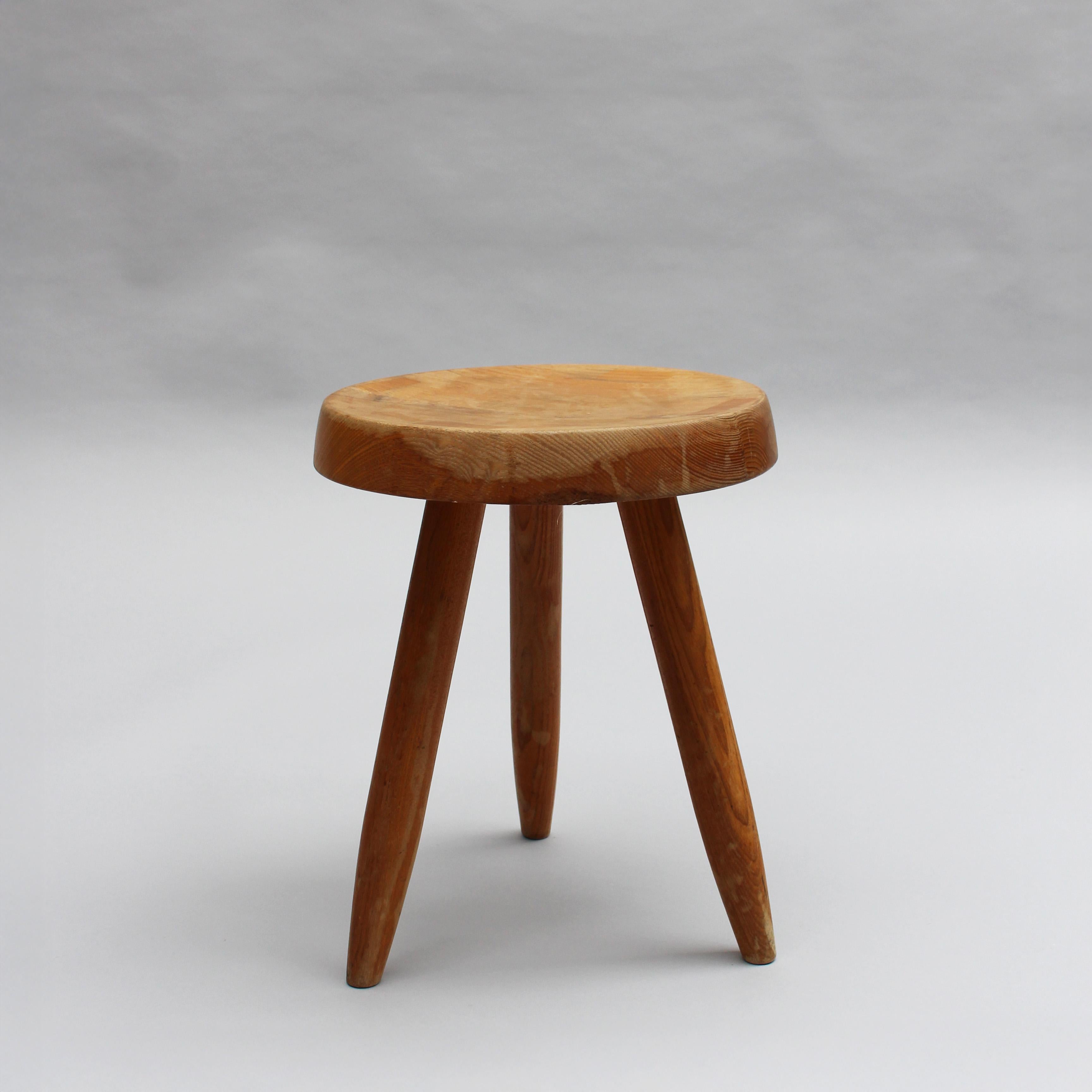 Mid-Century Modern Charlotte Perriand - 1950s Low Solid Oak Berger Stool For Sale