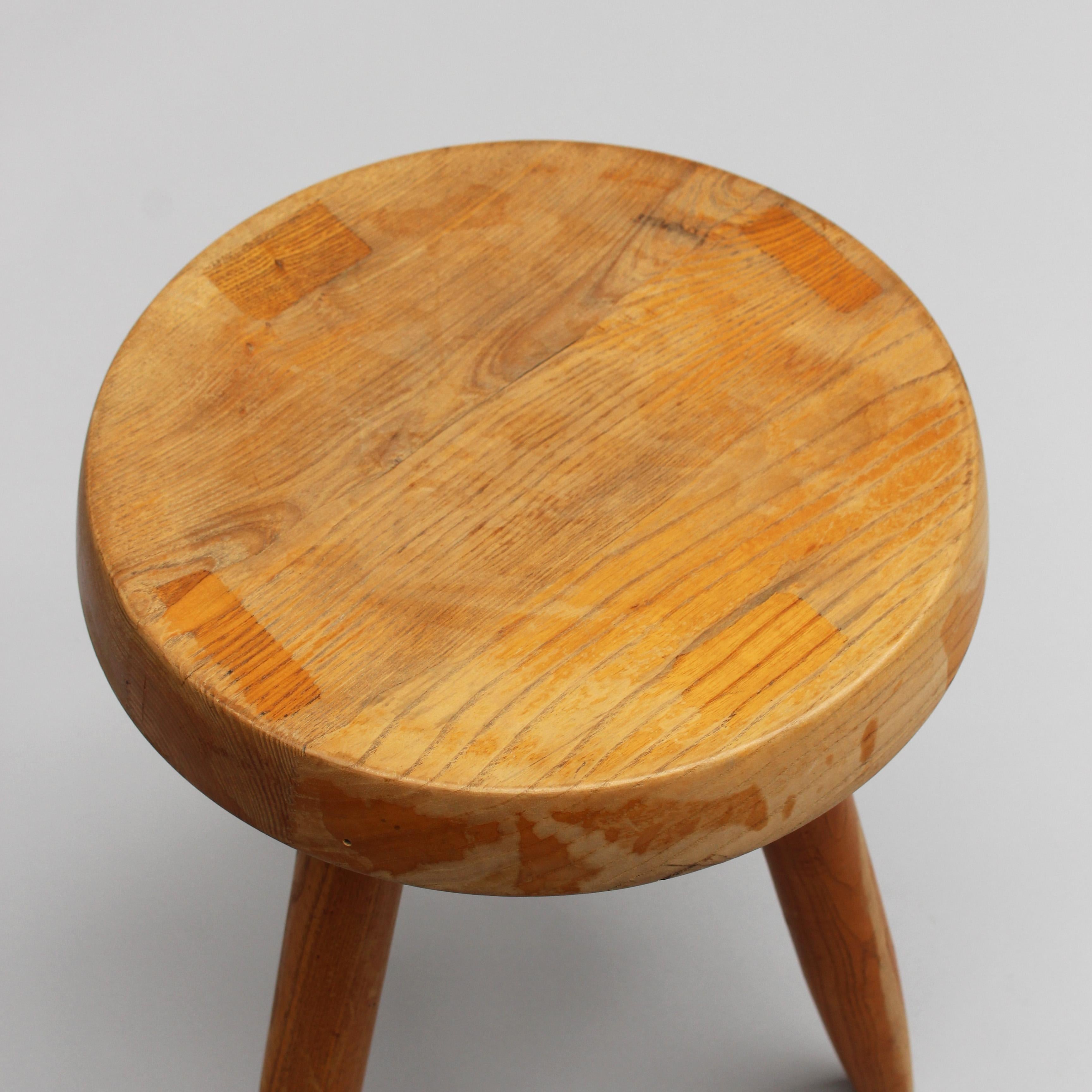 Mid-20th Century Charlotte Perriand - 1950s Low Solid Oak Berger Stool For Sale