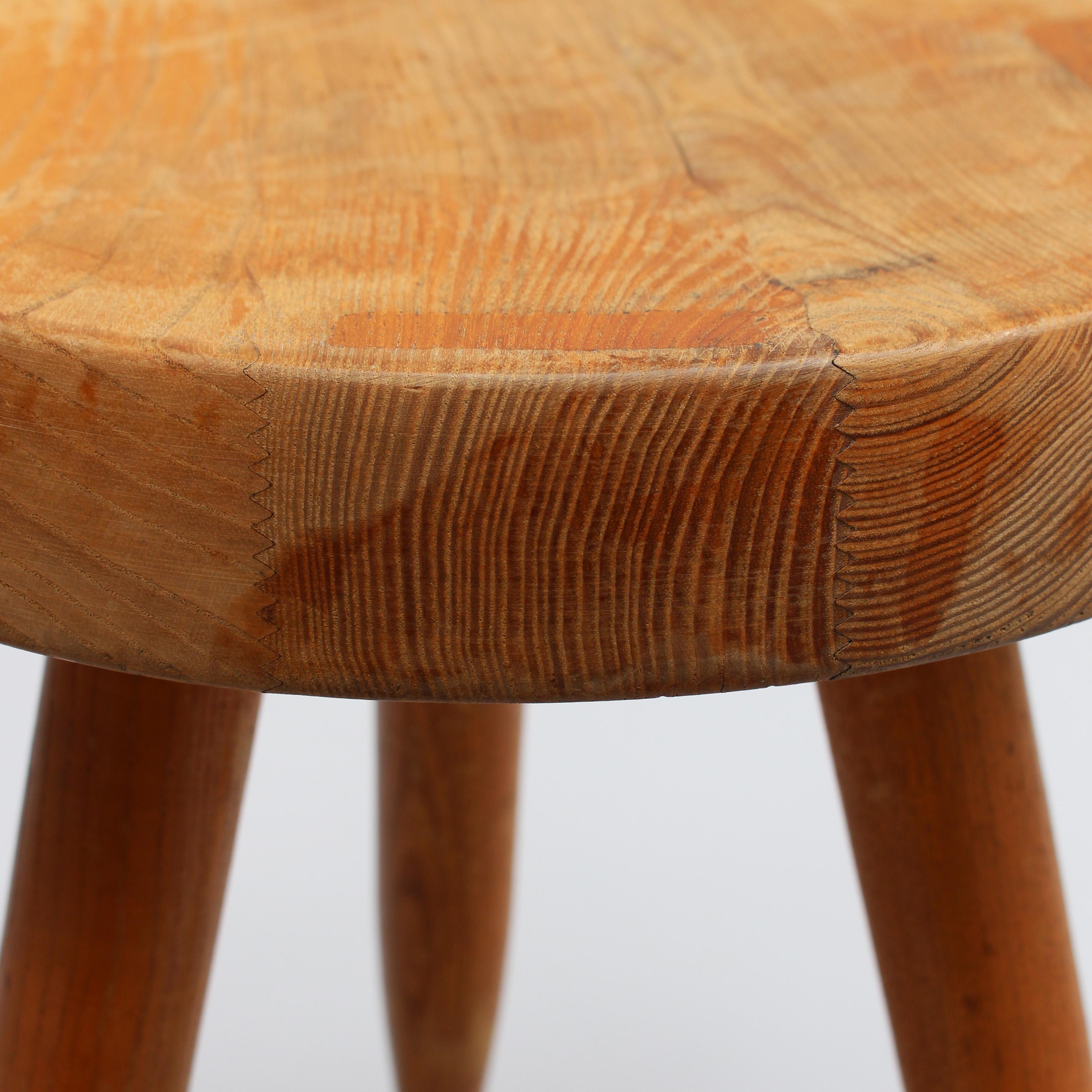 Charlotte Perriand - 1950s Low Solid Oak Berger Stool For Sale 2