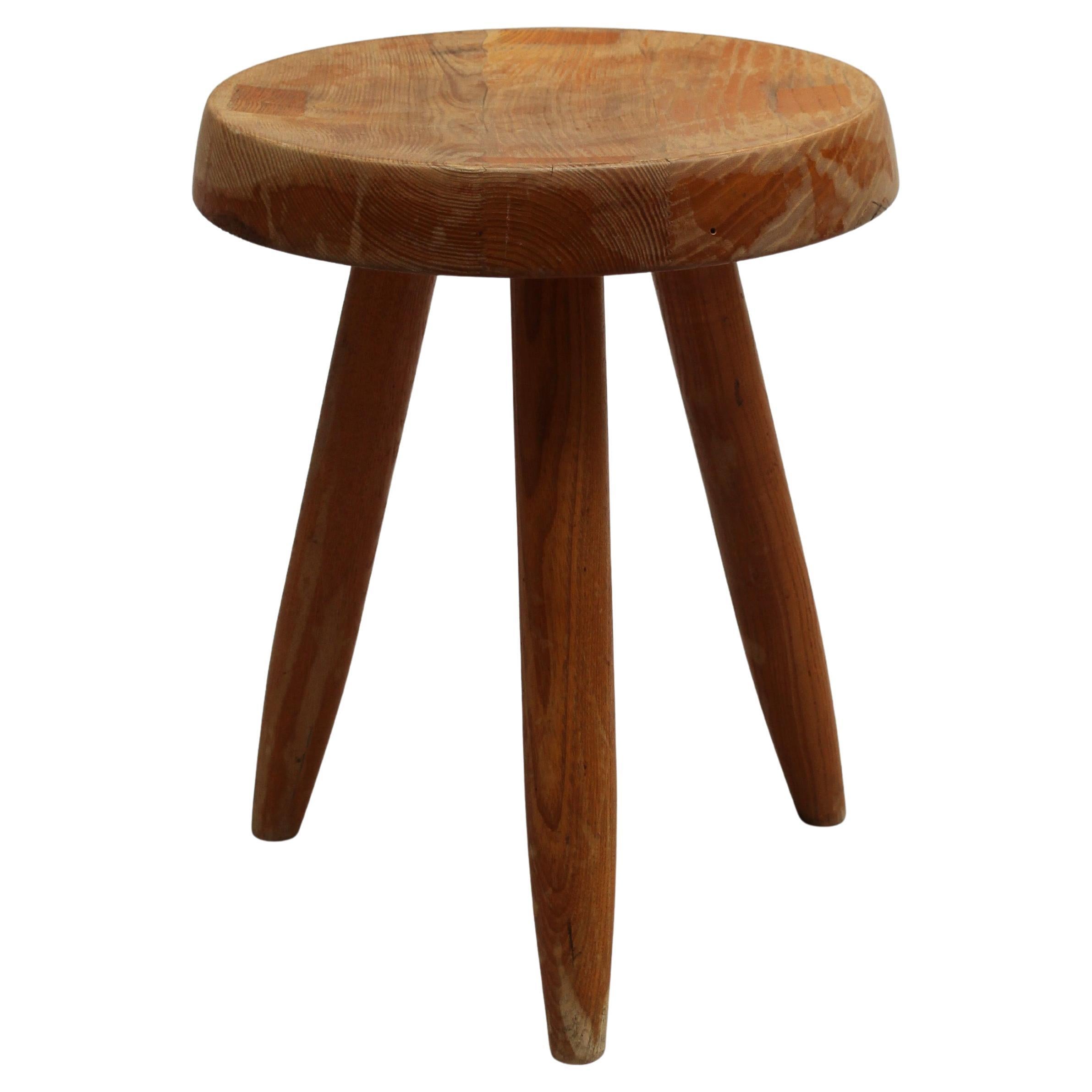 Charlotte Perriand - 1950s Low Solid Oak Berger Stool For Sale