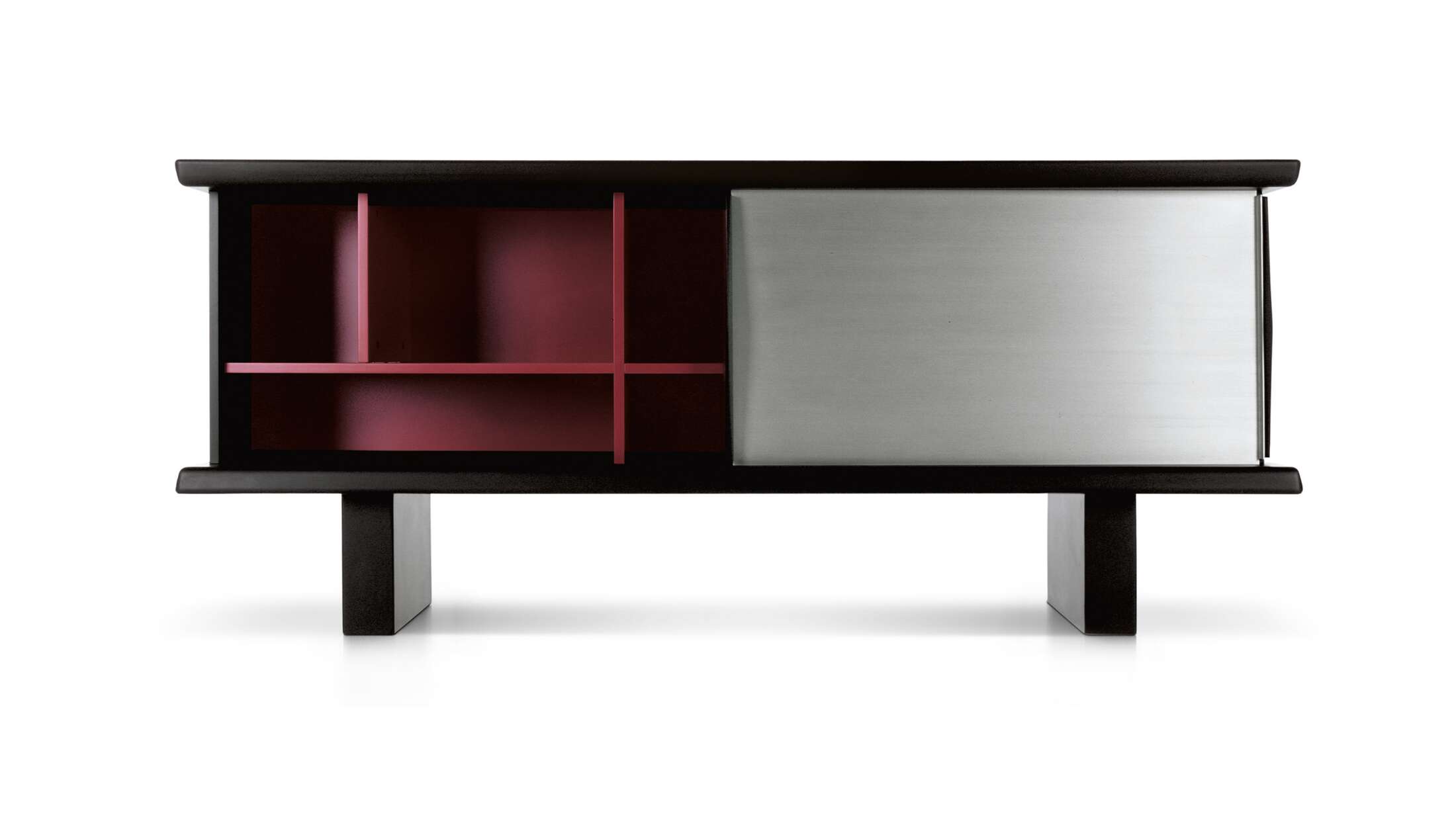 Prices vary dependent on the material/finish. Available in anodized aluminum, black painted anodized aluminum and mahogany. 

The Riflesso storage unit, created in 1958 by Charlotte Perriand in association with Steph Simon, has a new iteration. As