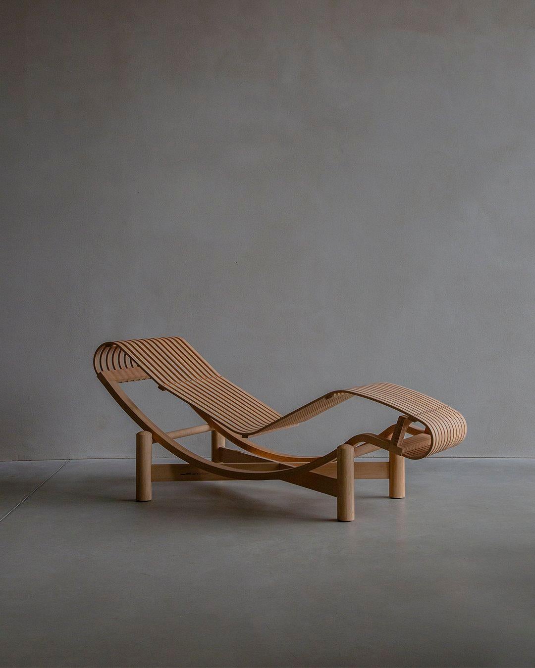 A historic masterpiece in furniture, the '522 Tokyo' Lounge Chair by Charlotte Perriand stands as a testament to exceptional design. Originally conceptualized in 1940, this piece was commercialized in 2011 under Cassina's production. Crafted from