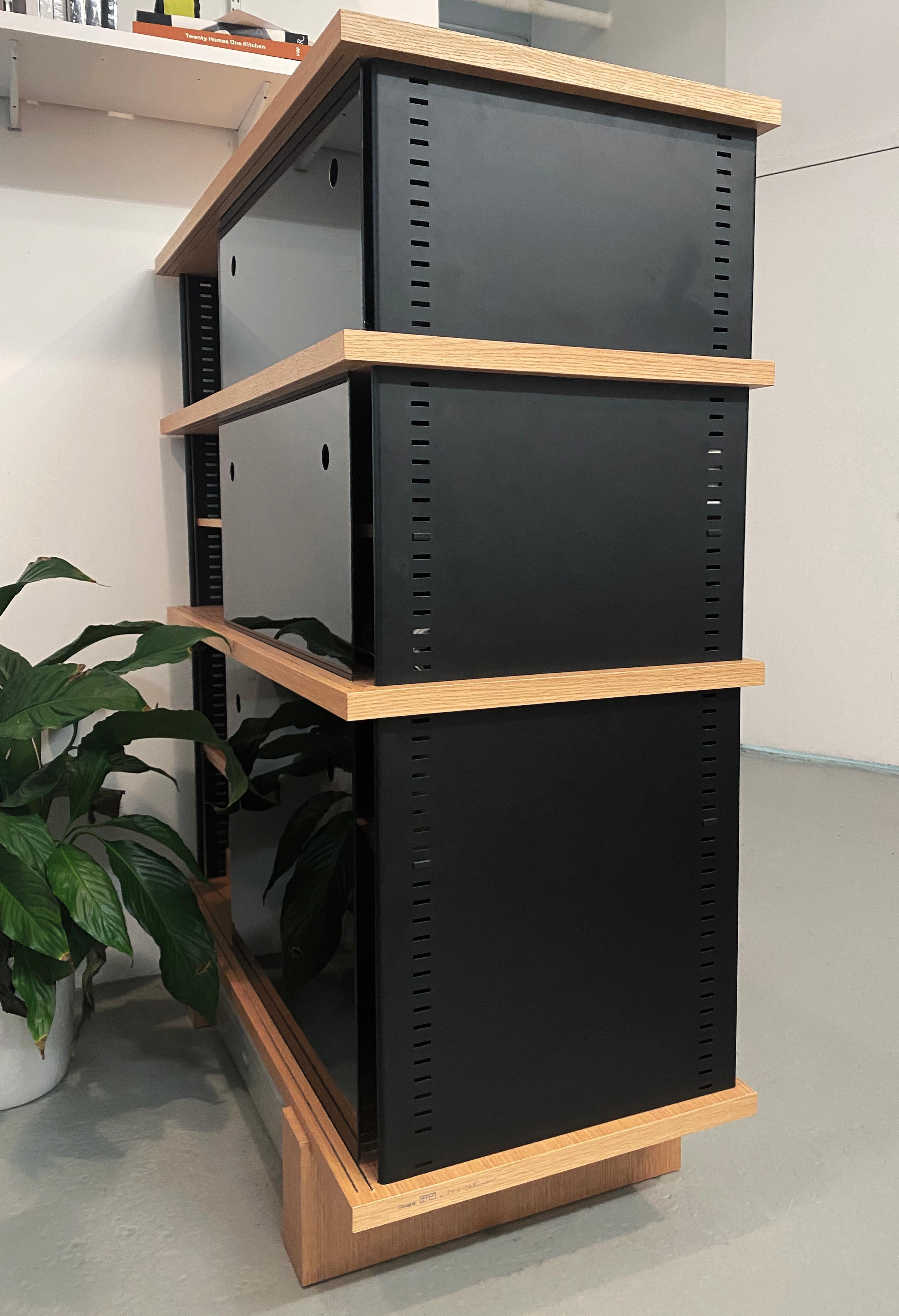 20th Century Charlotte Perriand, 526 Nuage A0 Bookcases, Natural Oak and Black Aluminum For Sale