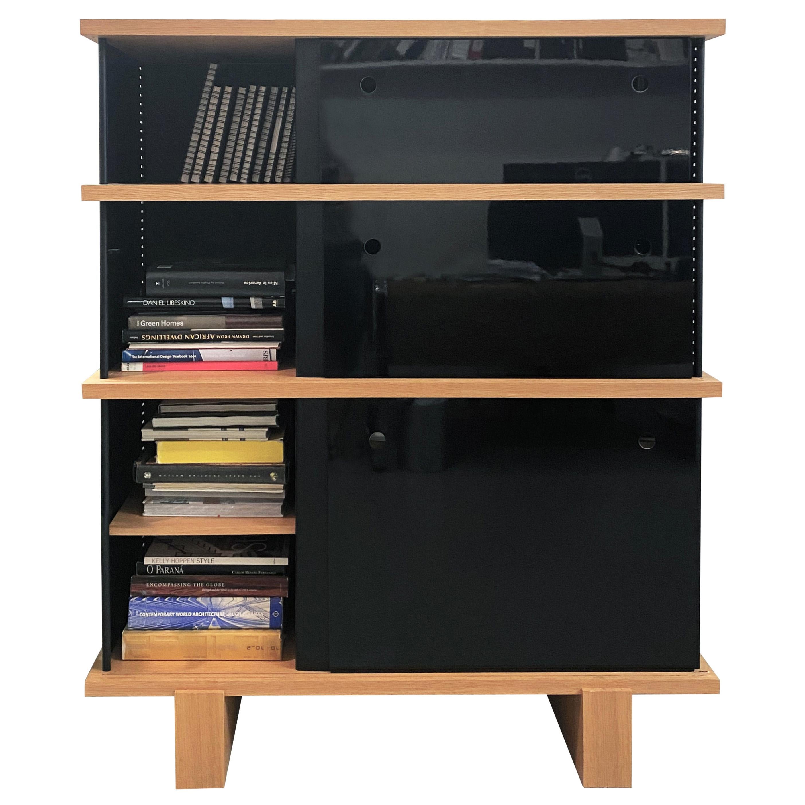 Charlotte Perriand, 526 Nuage A0 Bookcases, Natural Oak and Black Aluminum For Sale