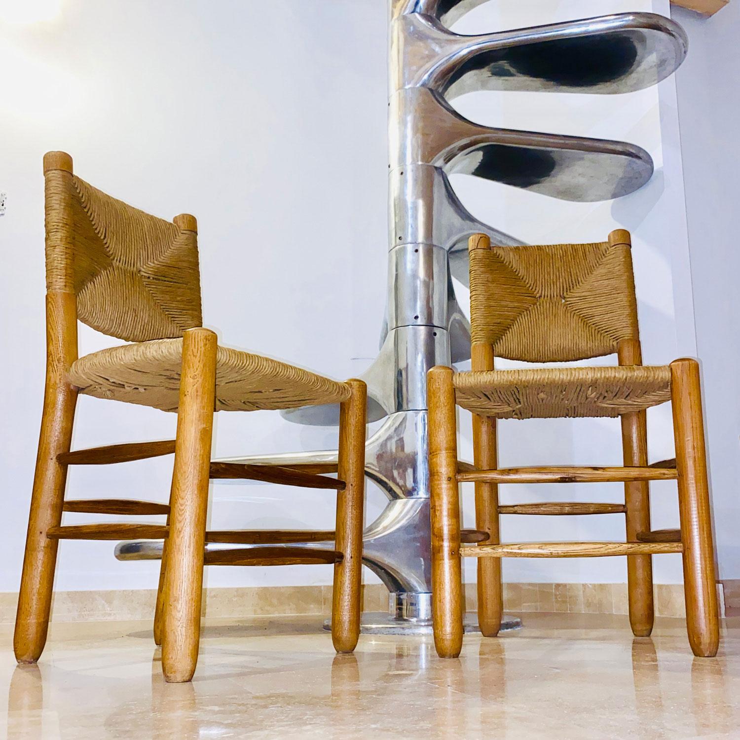 French Charlotte Perriand 6 bauche chairs 1940 For Sale