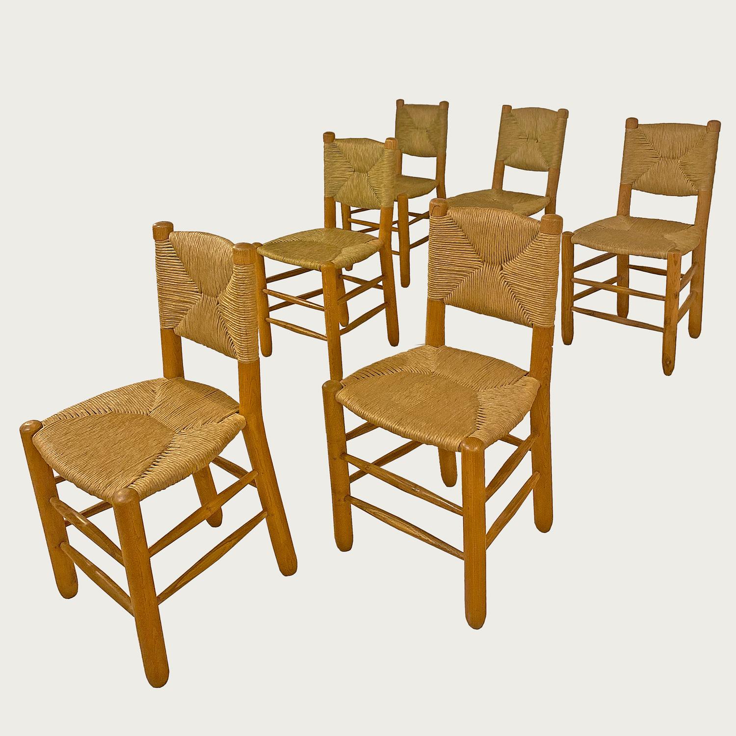 Charlotte Perriand: 6 bauche-Stühle, 1940 (Mitte des 20. Jahrhunderts) im Angebot
