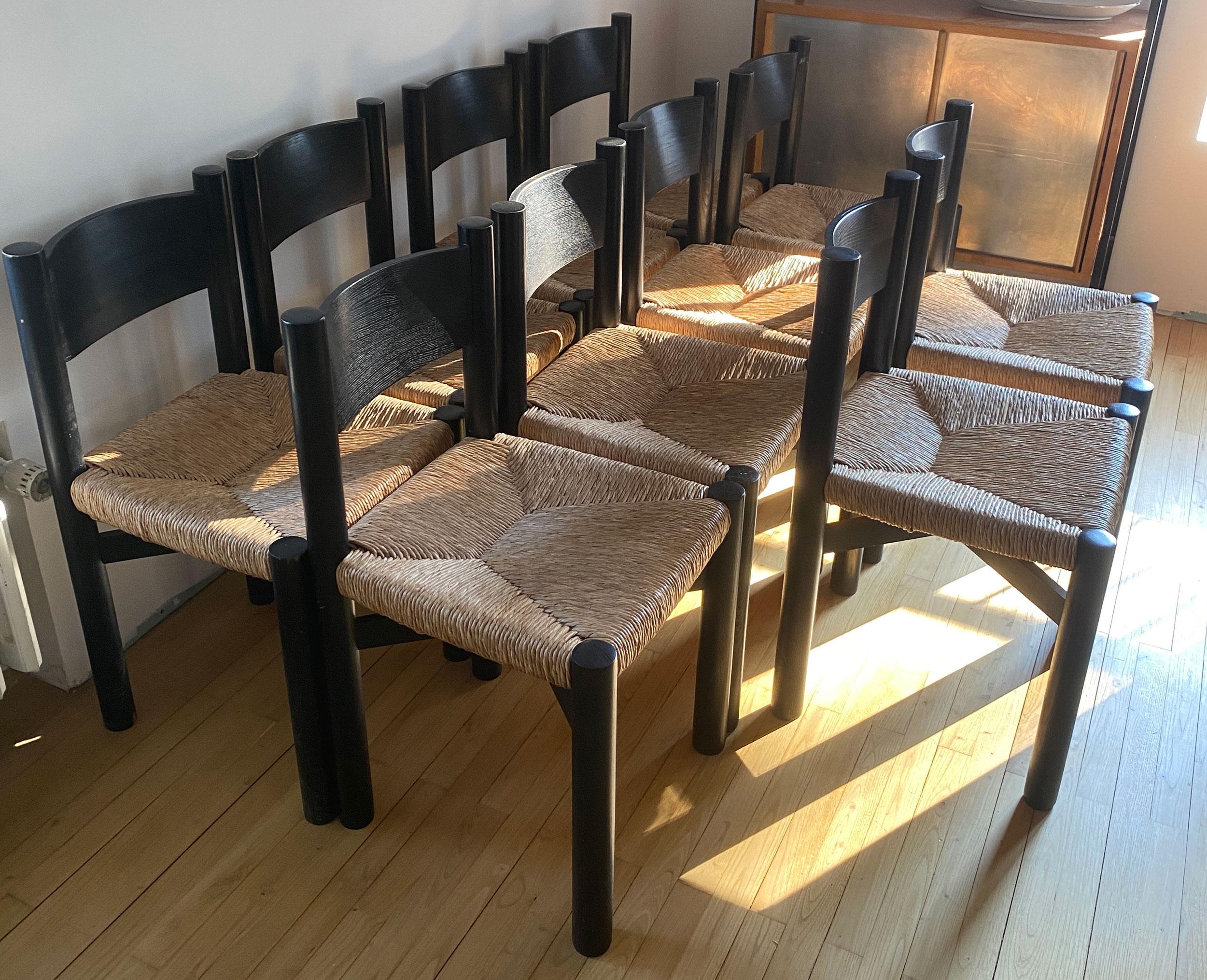 Charlotte Perriand un ensemble de 10 chaises Méribel 1