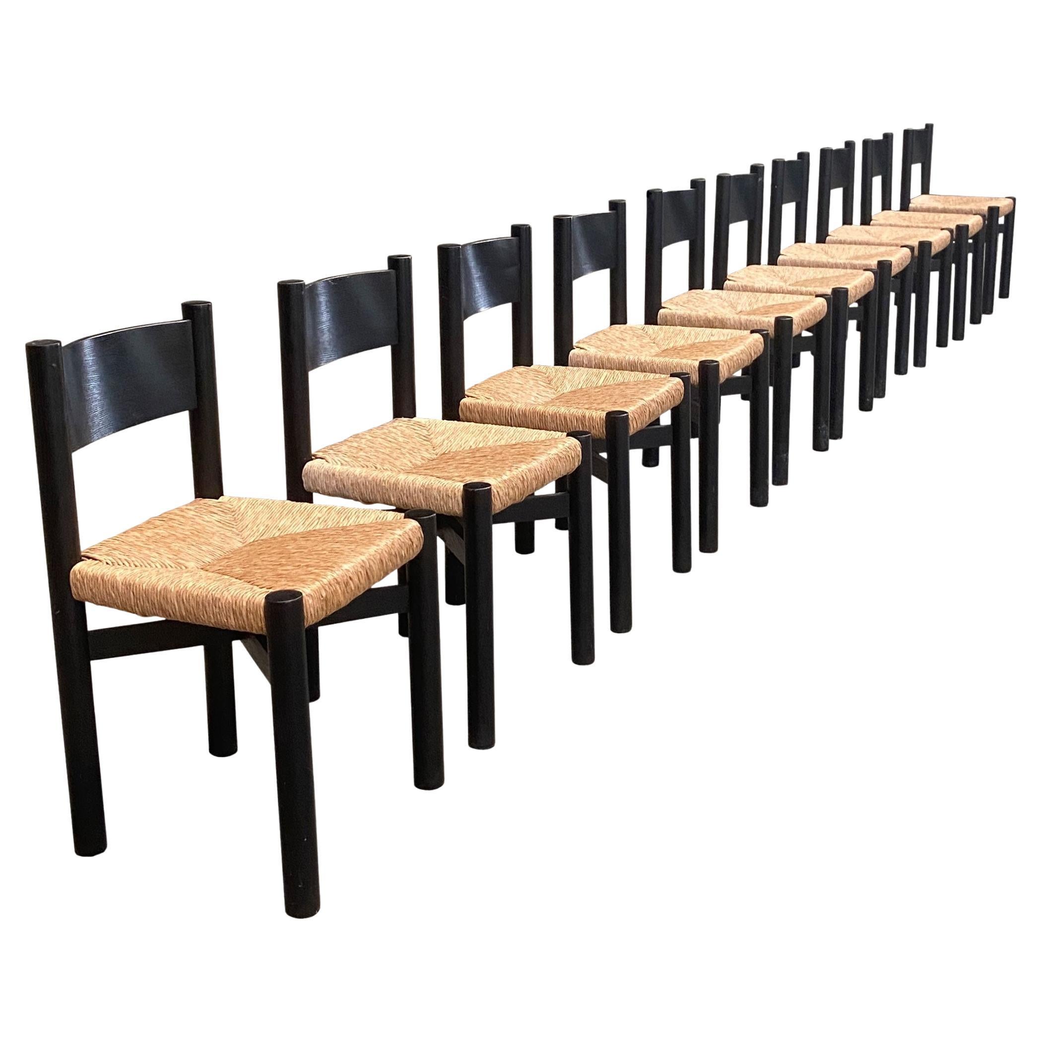 Charlotte Perriand un ensemble de 10 chaises Méribel