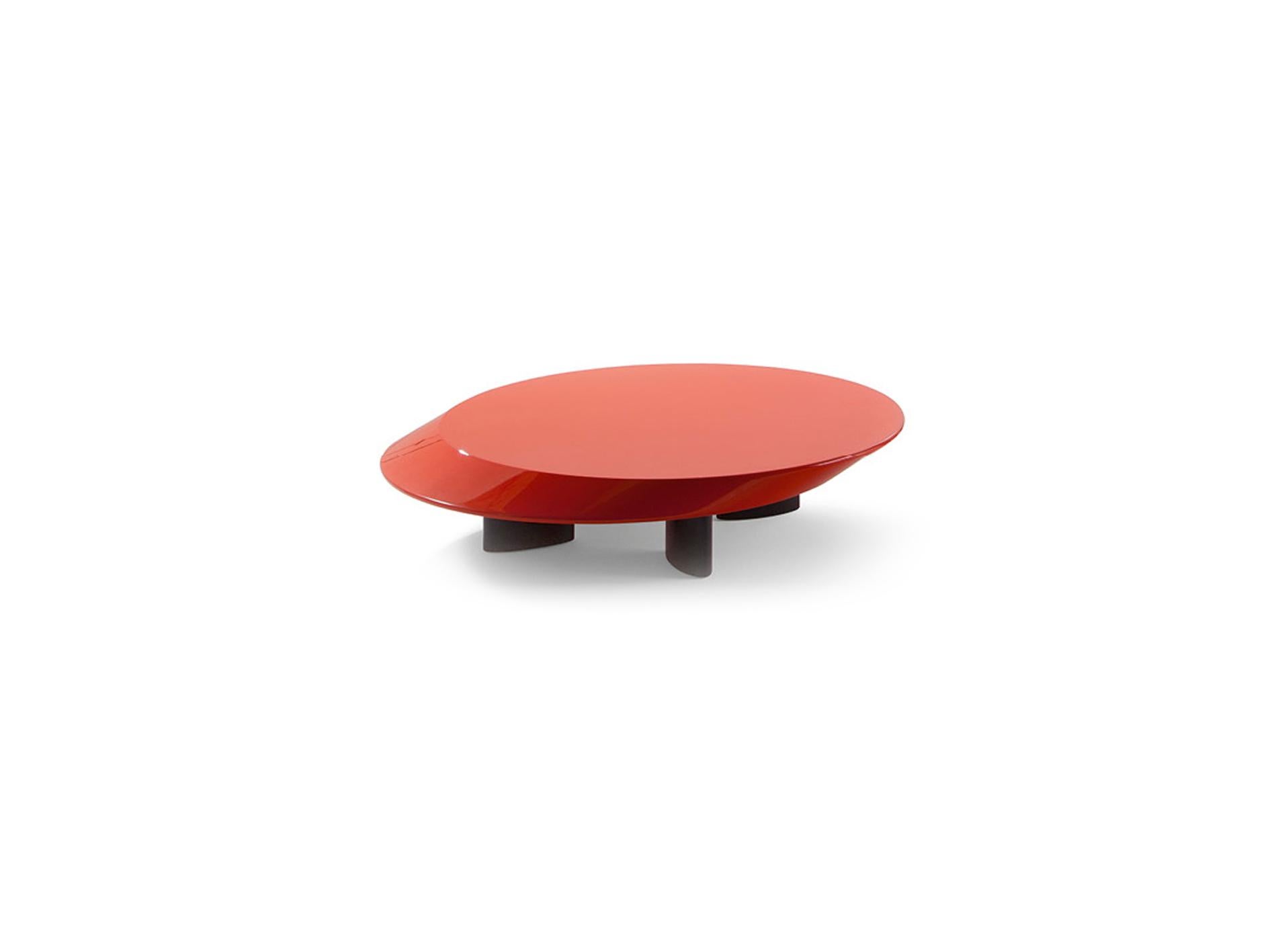 Mid-Century Modern Charlotte Perriand Accordo Low Table, Red Lacquered Wood by Cassina