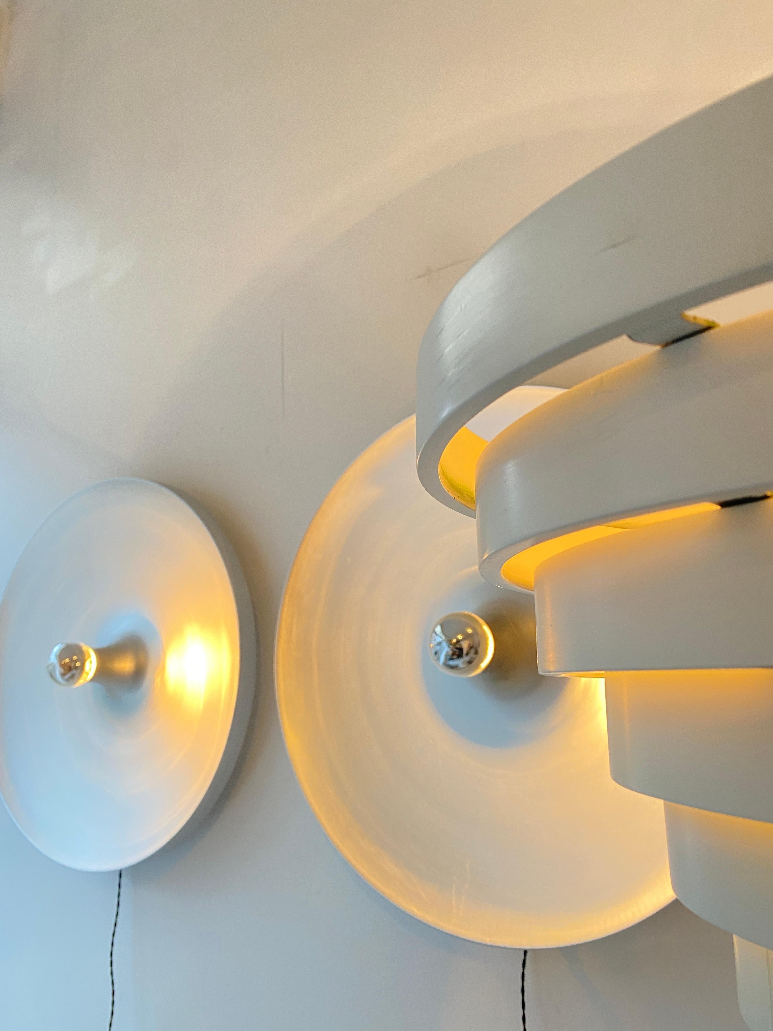 Mid-Century Modern Charlotte Perriand Aluminum Large Round Wall Lights Selected for Les Arcs 