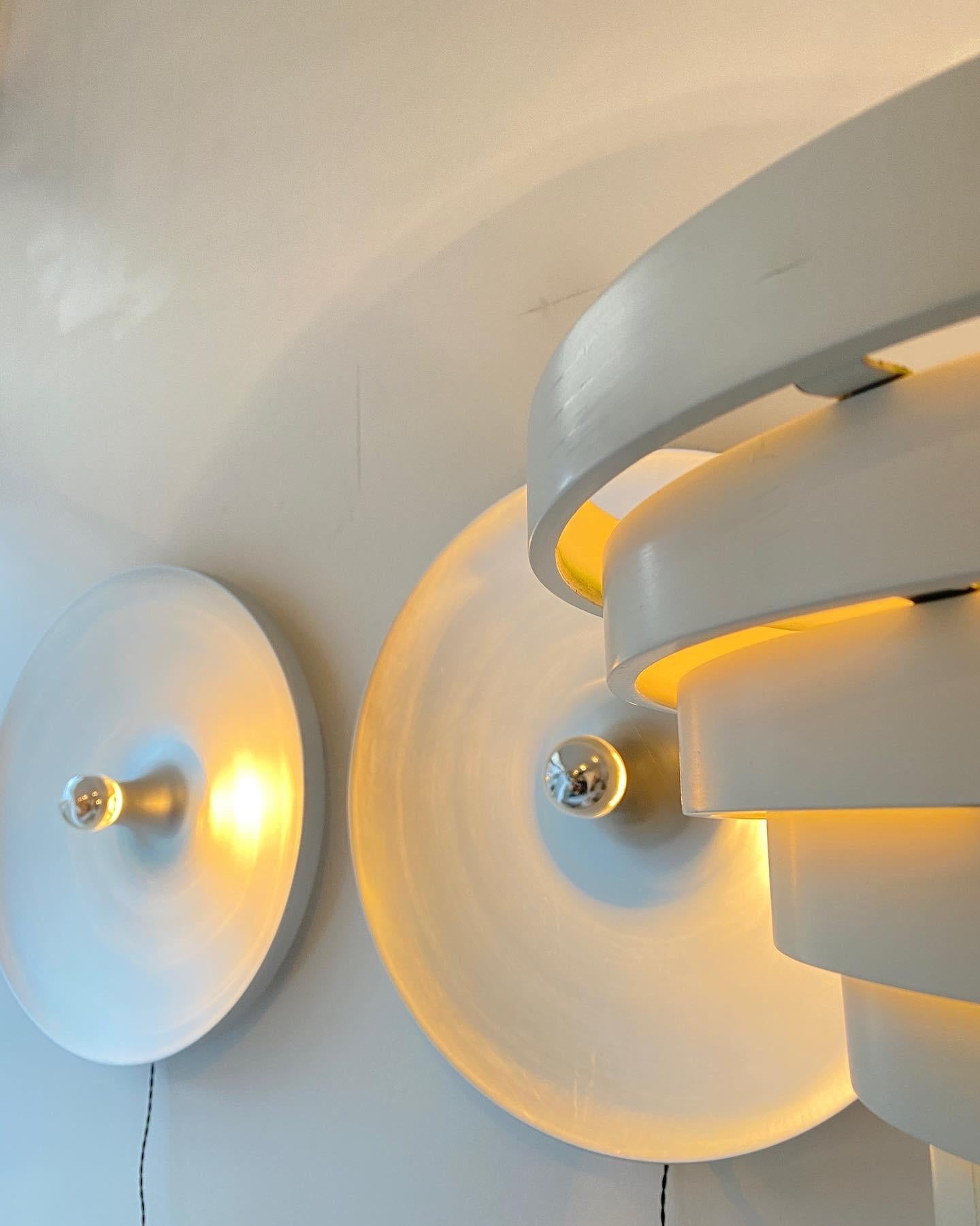 French Charlotte Perriand Aluminum Large Round Wall Lights Selected for Les Arcs 