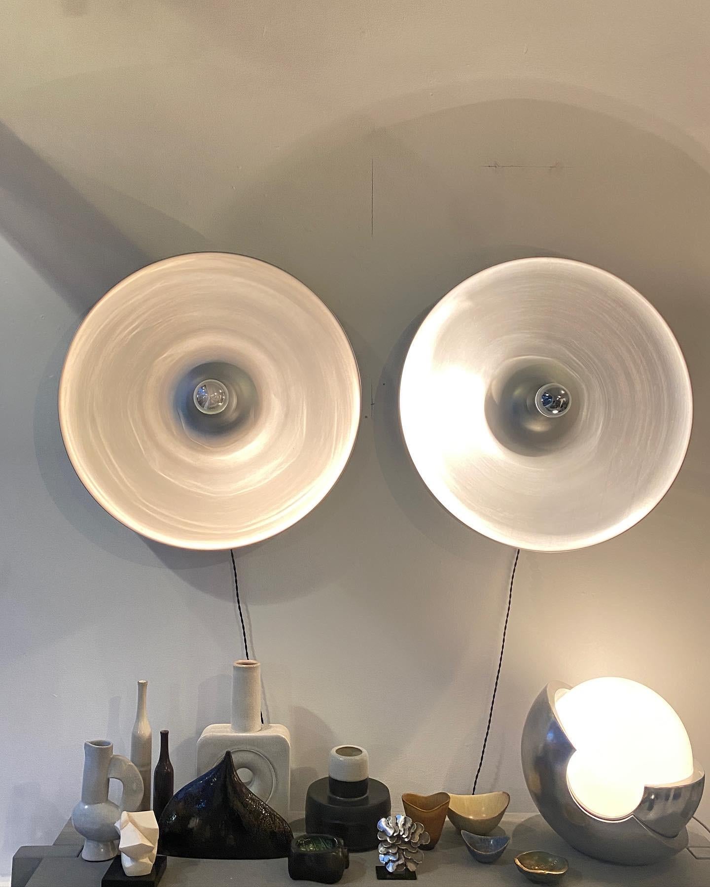 Brushed Charlotte Perriand Aluminum Large Round Wall Lights Selected for Les Arcs 