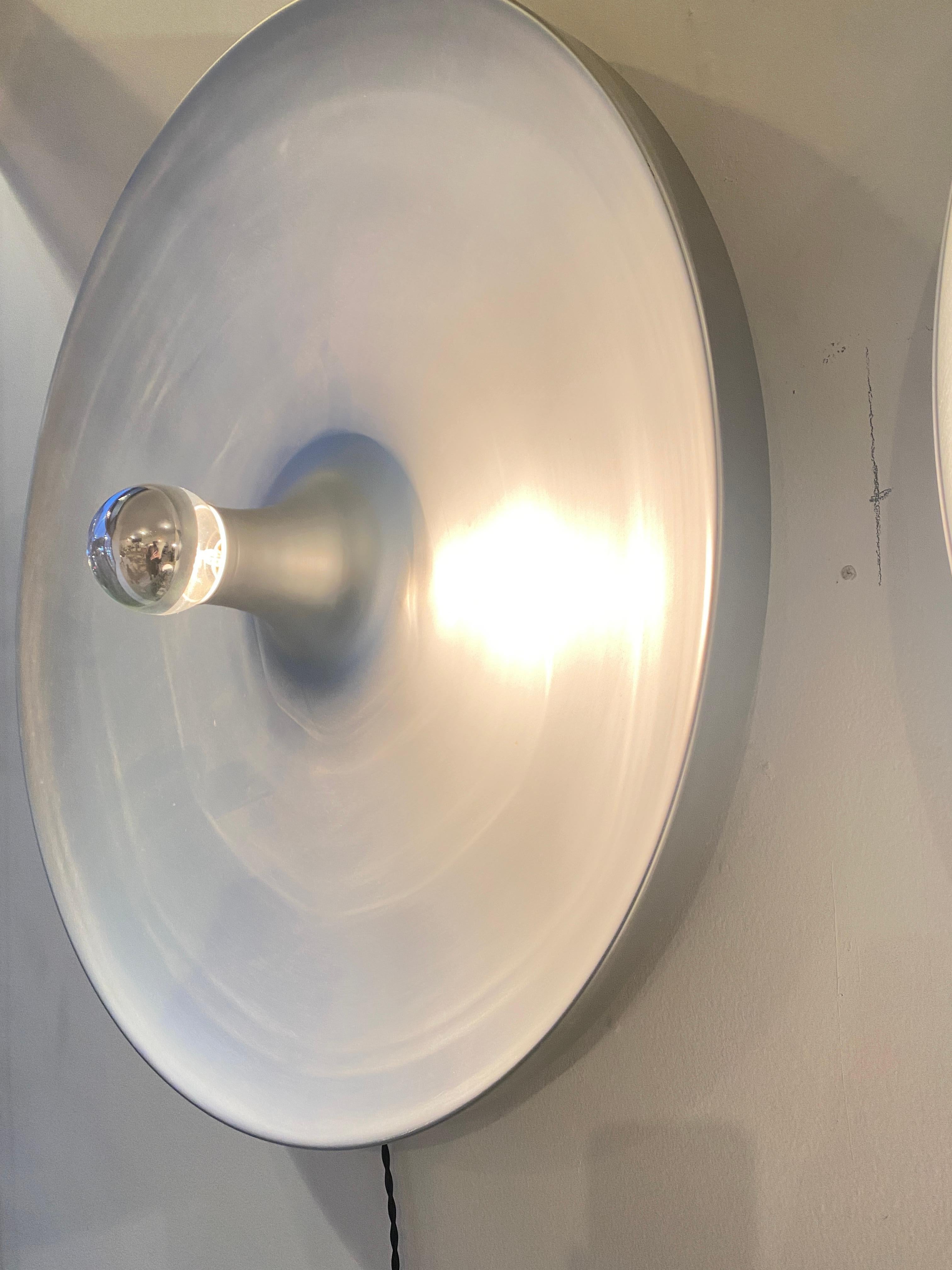 Mid-20th Century Charlotte Perriand Aluminum Large Round Wall Lights Selected for Les Arcs  For Sale