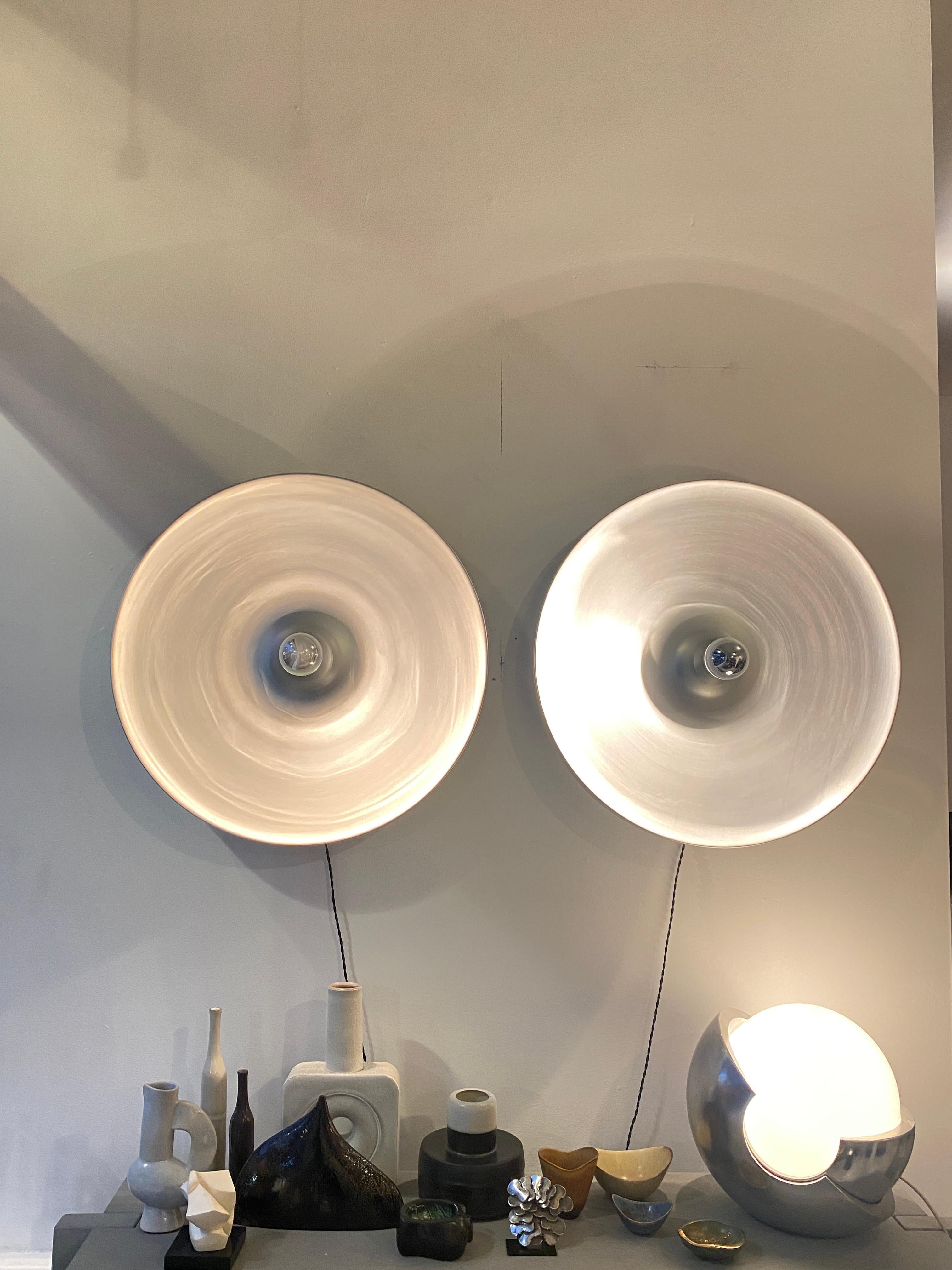 Charlotte Perriand Aluminum Large Round Wall Lights Selected for Les Arcs  For Sale