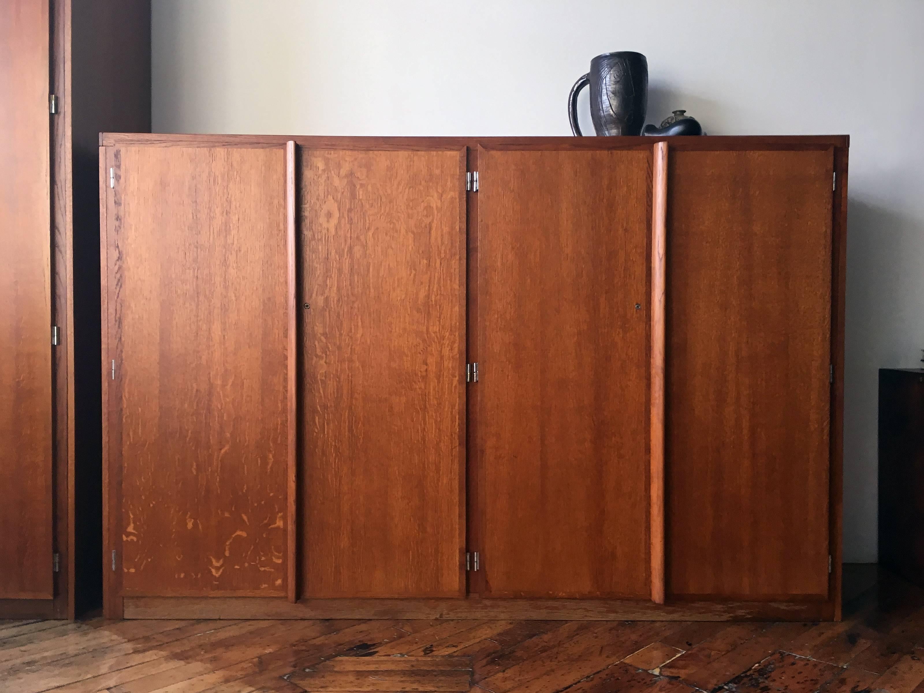 Elegant student's wardrobe from the Maison du Brésil of the Cité Universitaire in Paris by Charlotte Perriand and Le Corbusier. Refurbished interior with shelves and clothing rod. Provenance: Fondation Franco-Bresilienne, CIUP; Galerie Patrick