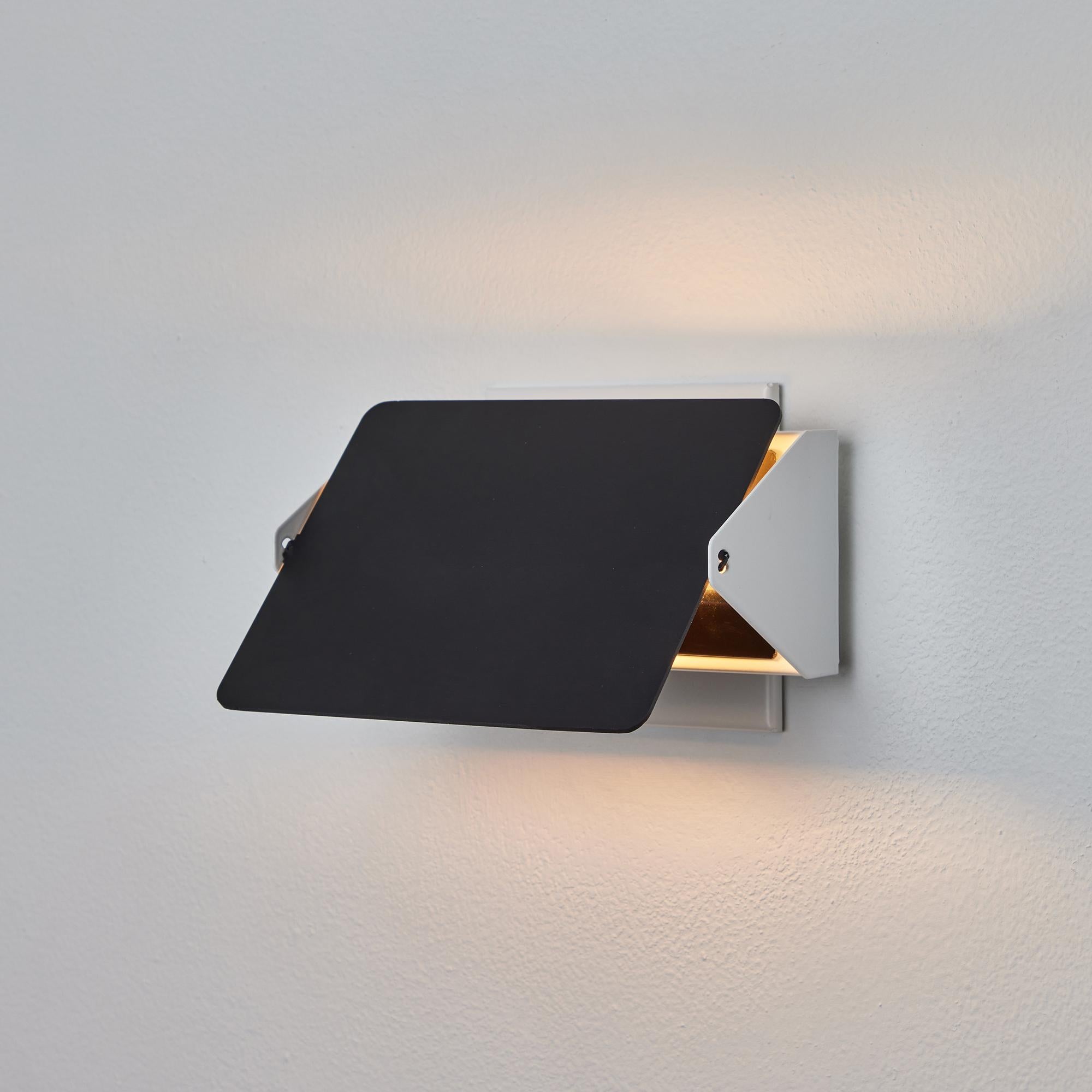 Metal Charlotte Perriand 'Applique Á Volet Pivotant' Wall Light in Black and White For Sale