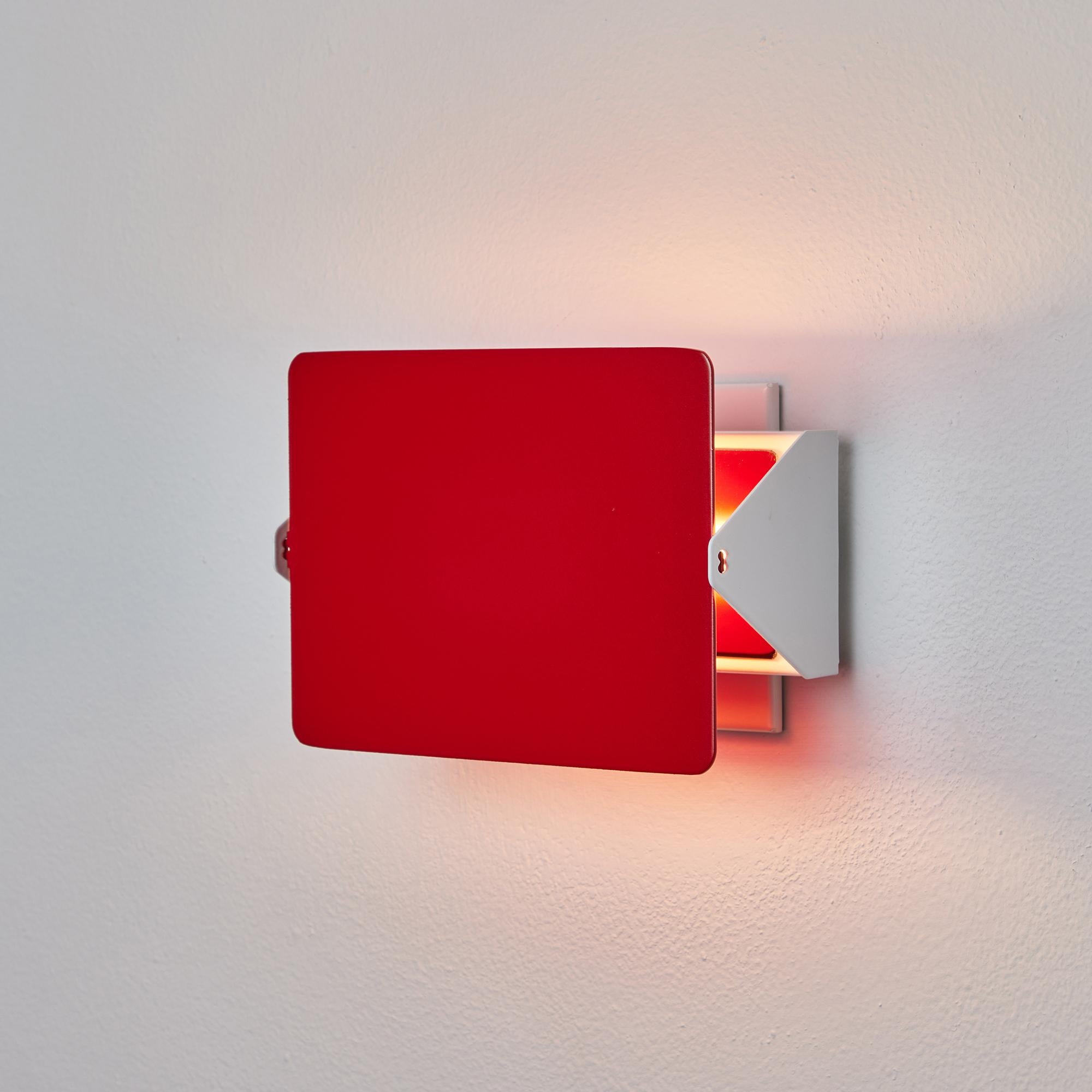 French Charlotte Perriand 'Applique à Volet Pivotant' Wall Light in Red for Nemo For Sale