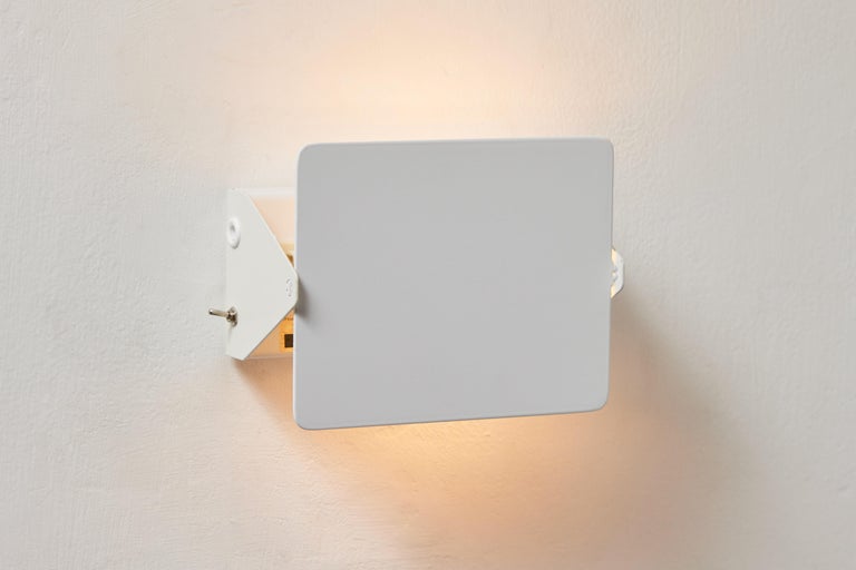 French Charlotte Perriand 'Applique à Volet Pivotant' Wall Light in All White For Sale