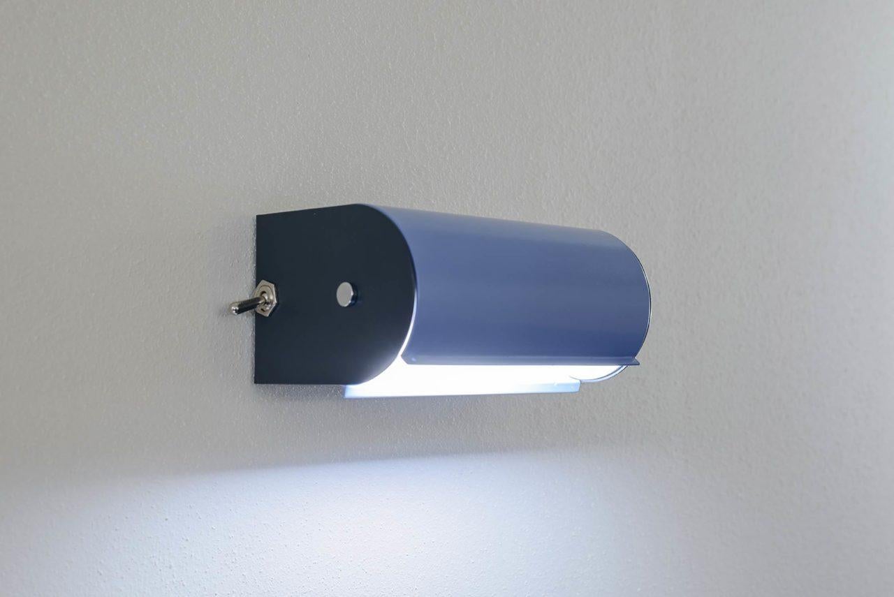 Painted Charlotte Perriand 'Applique Cylindrique Petite' Wall Lamp in Light Blue For Sale