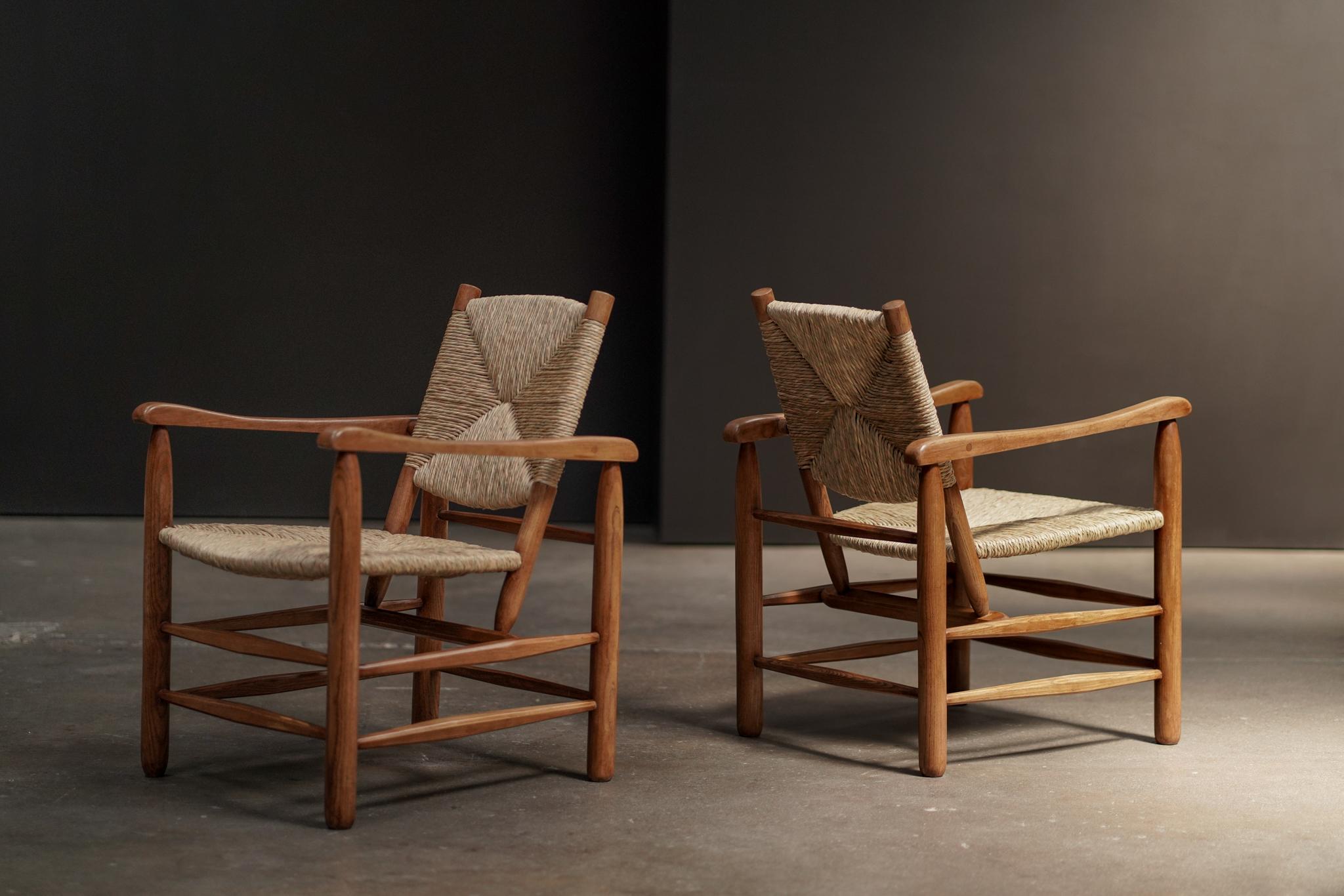 Hand-Woven Charlotte Perriand Armchair, Model No. 21