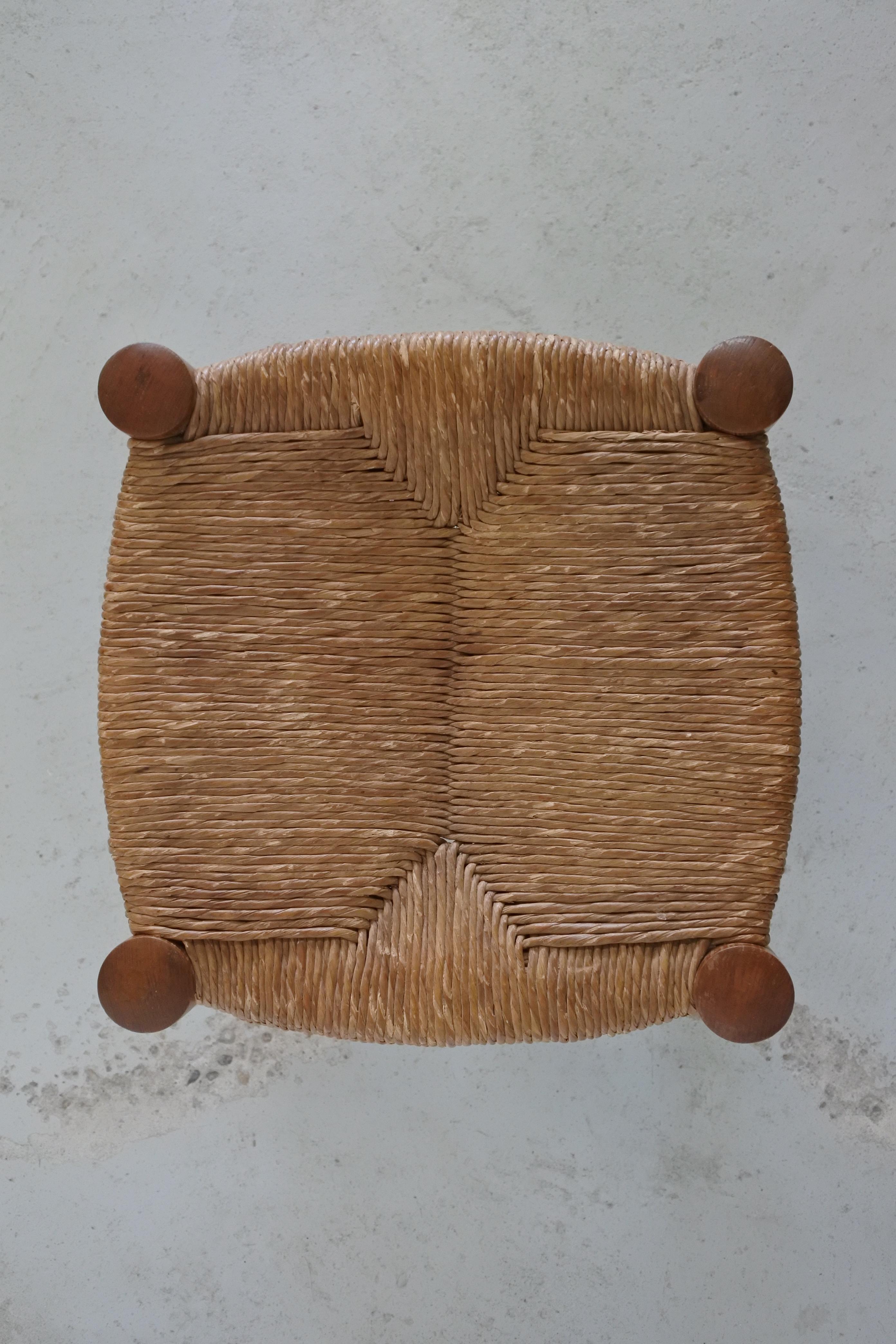 Charlotte Perriand Ash Wood and Straw Stool, France, Early 1950s In Good Condition In La Teste De Buch, FR