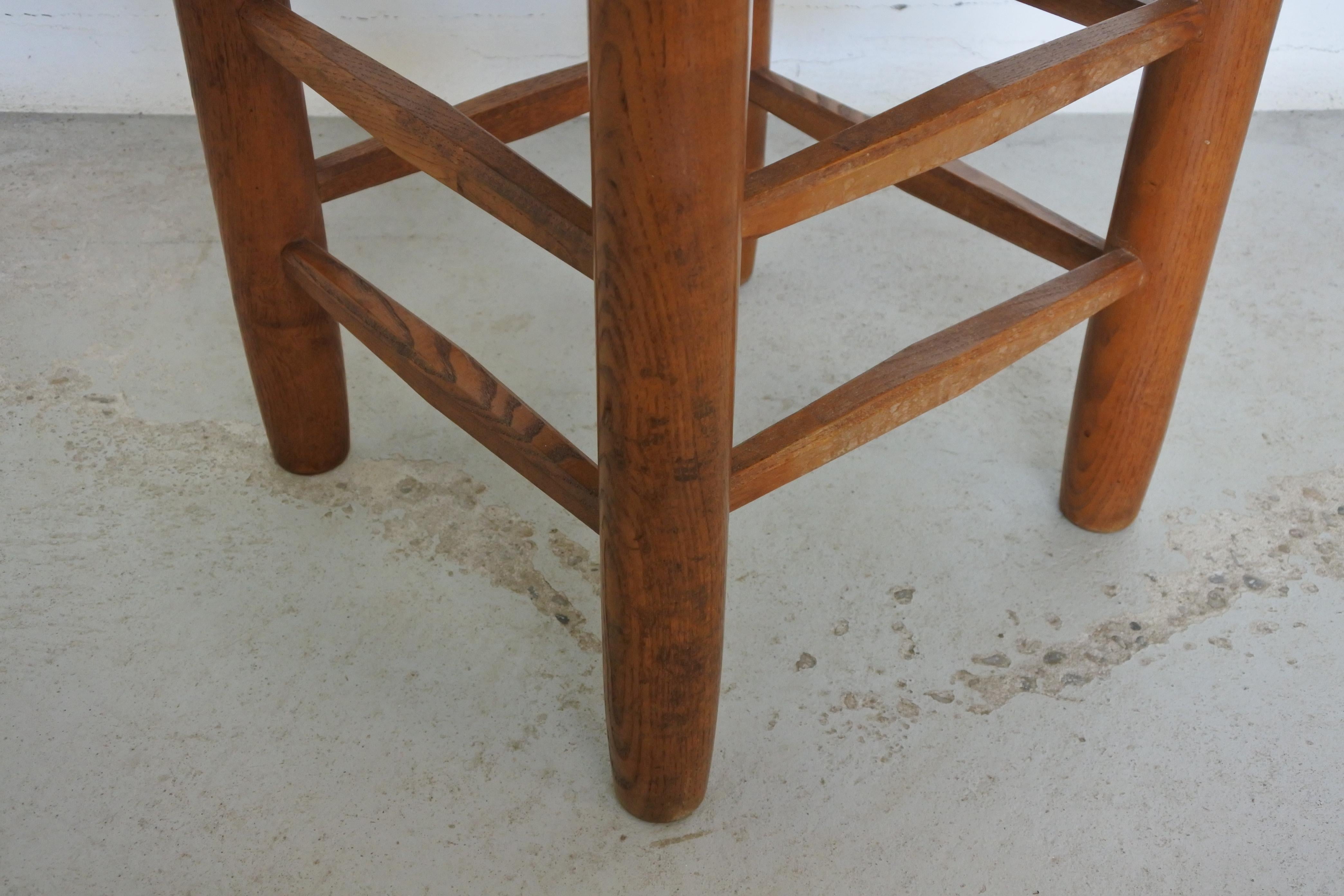 Charlotte Perriand Ash Wood and Straw Stool, France, Early 1950s 1