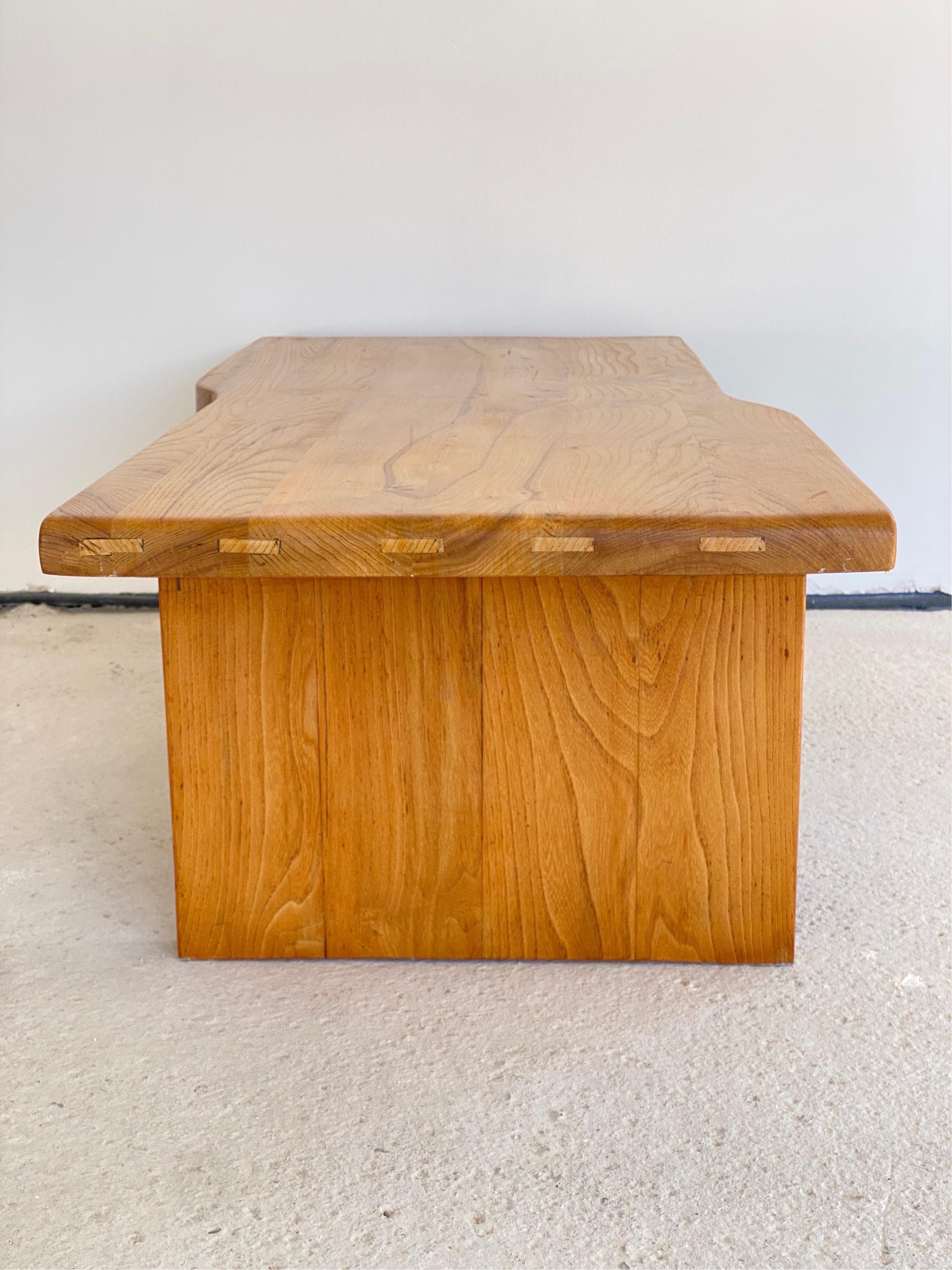 Charlotte Perriand or Pierre Chapo Style of, Design Solid Elm Coffee Table 1960s For Sale 8