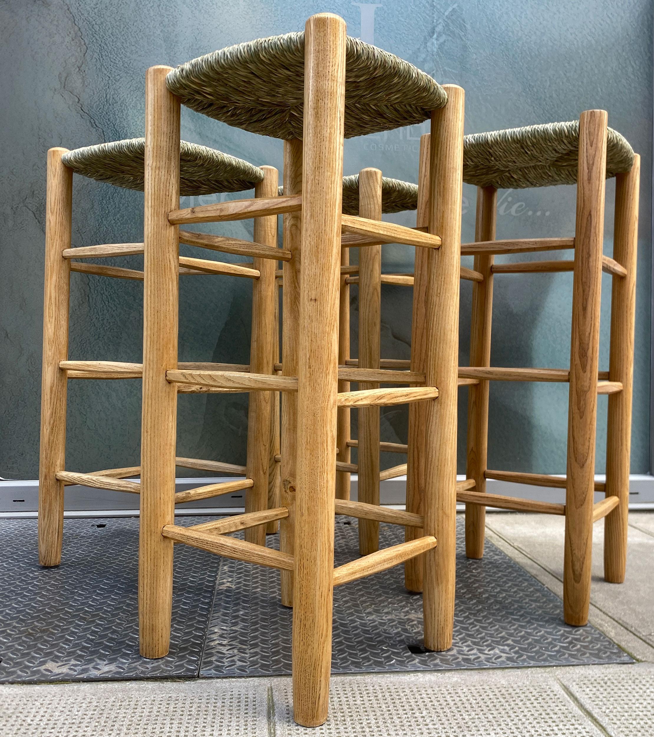 Mid-Century Modern Charlotte Perriand Bauche Ash bar stools 1948 For Sale