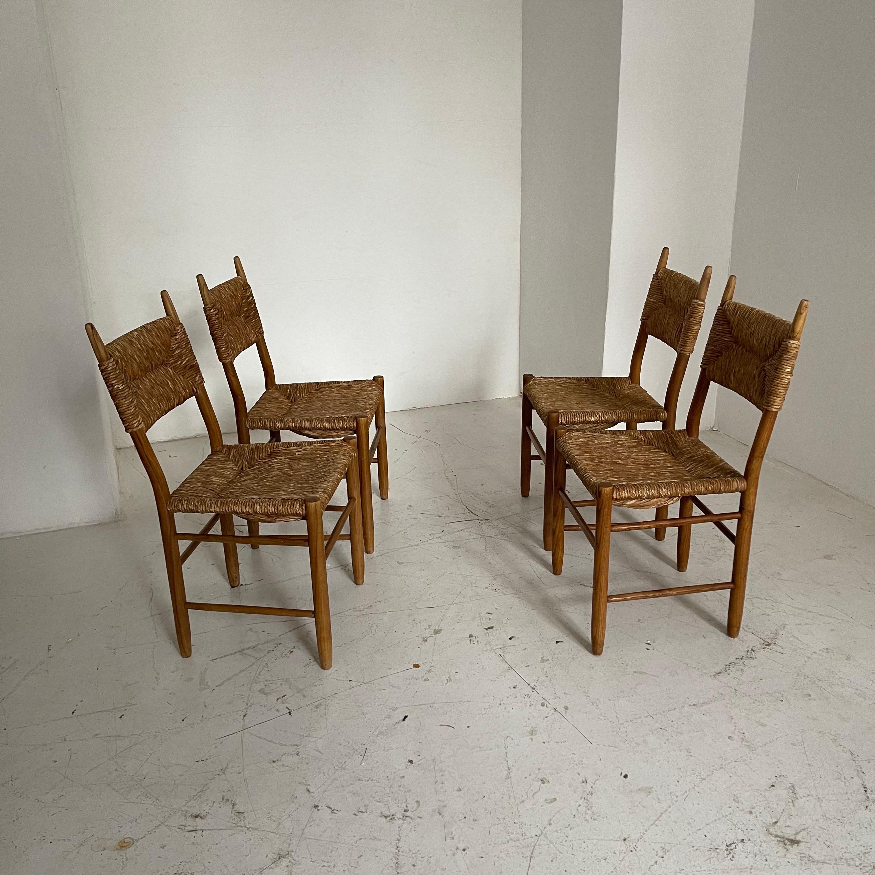 French Charlotte Perriand Bauche No. 19 Chairs for BCB, Set of Four, France 1955 For Sale