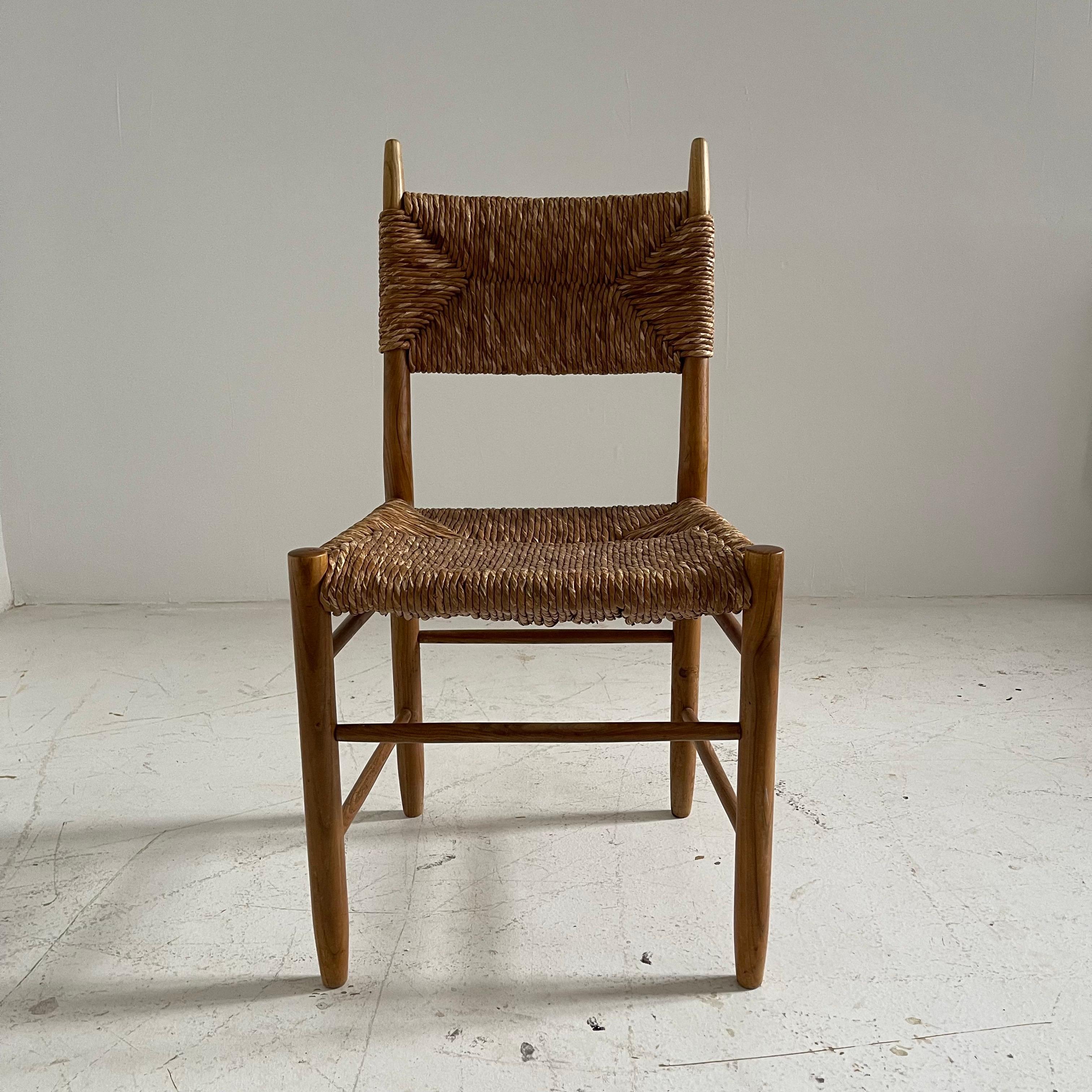 Straw Charlotte Perriand Bauche No. 19 Chairs for BCB, Set of Four, France 1955 For Sale