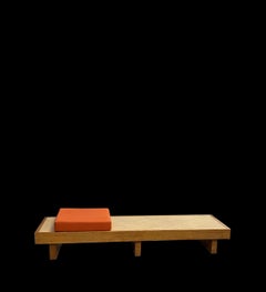 Charlotte Perriand Bench in Larch and Rattan Cane