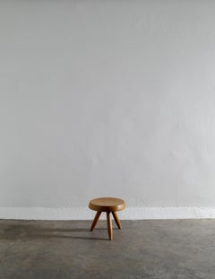 Charlotte Perriand "Berger" Mid-Century Low Stool Tabouret in Oak, France, 1950s