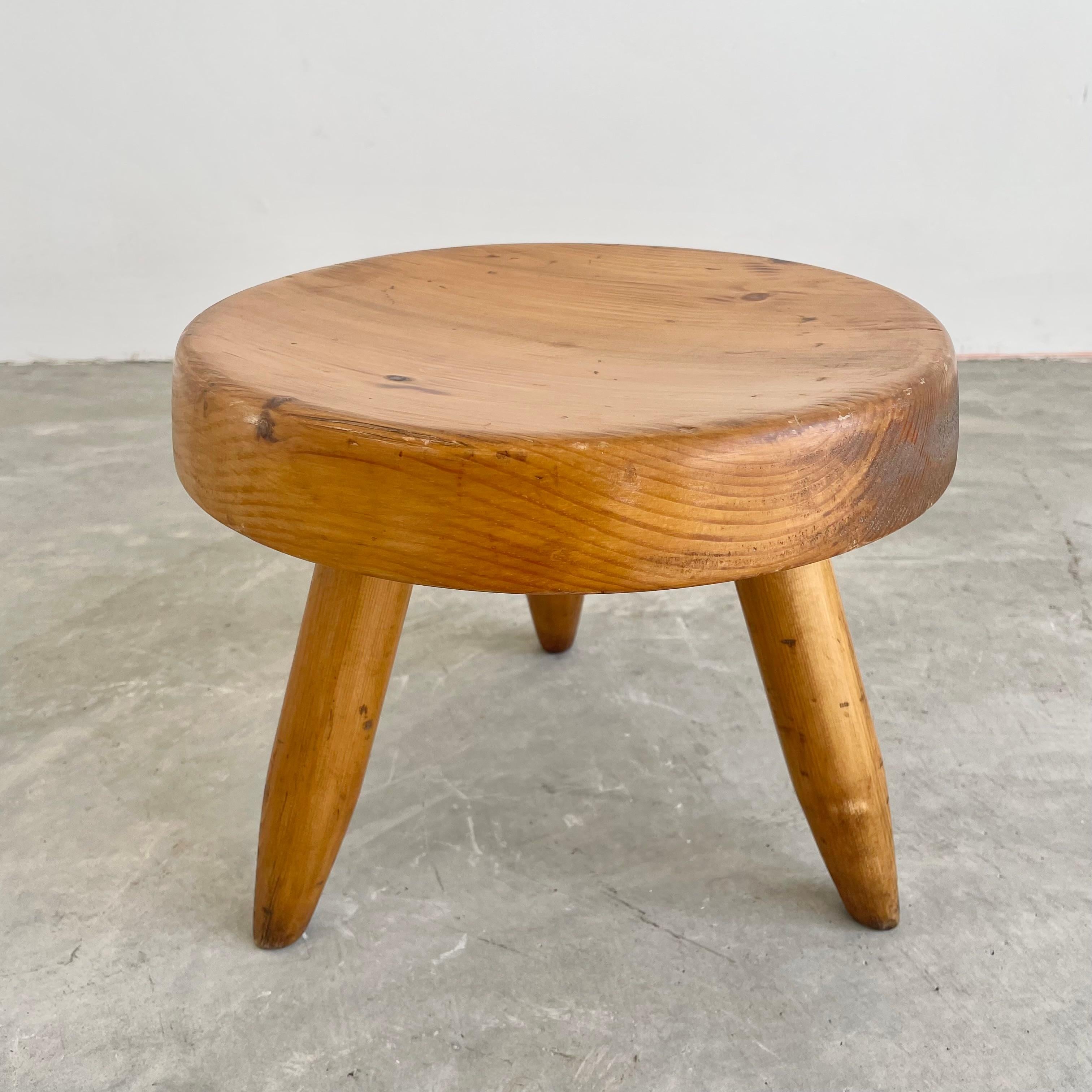 Oak Charlotte Perriand Berger Stool, 1970s France For Sale