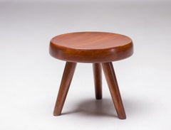Charlotte Perriand Berger Stool, Mahogany, Handcrafted, Circa 1960