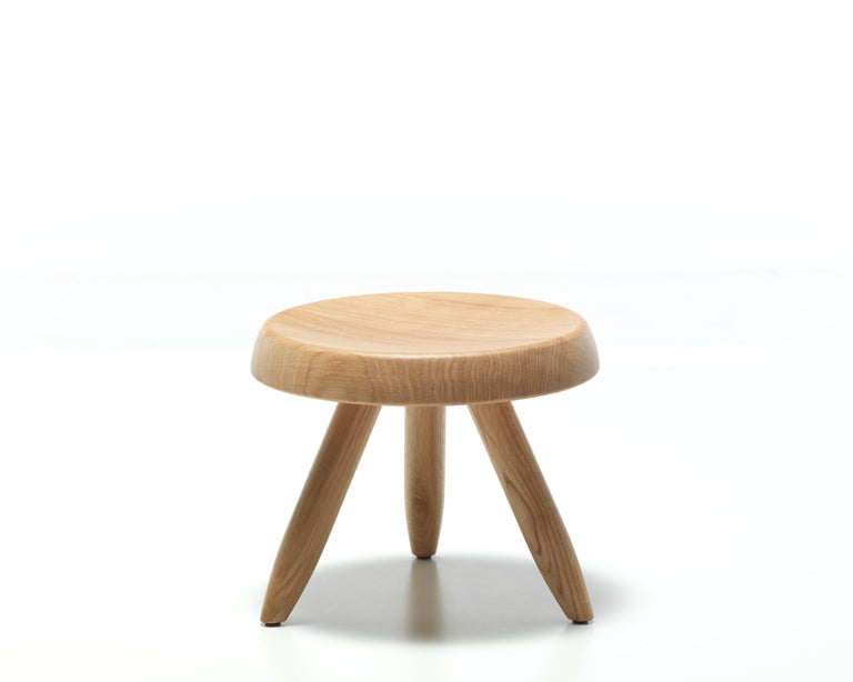 Aluminum Charlotte Perriand Berger Wood Stool by Cassina For Sale