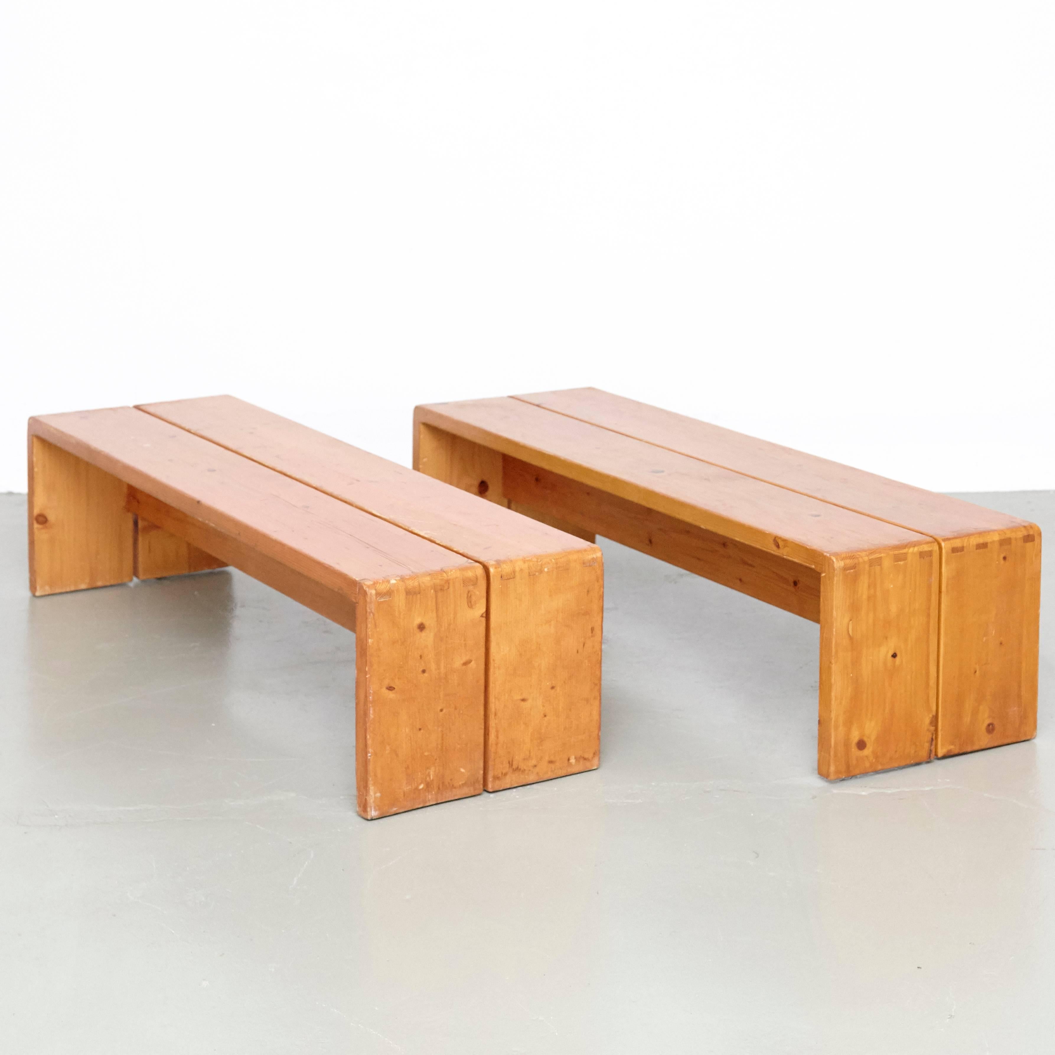 Charlotte Perriand Big Table and Two Benches for Les Arcs 1