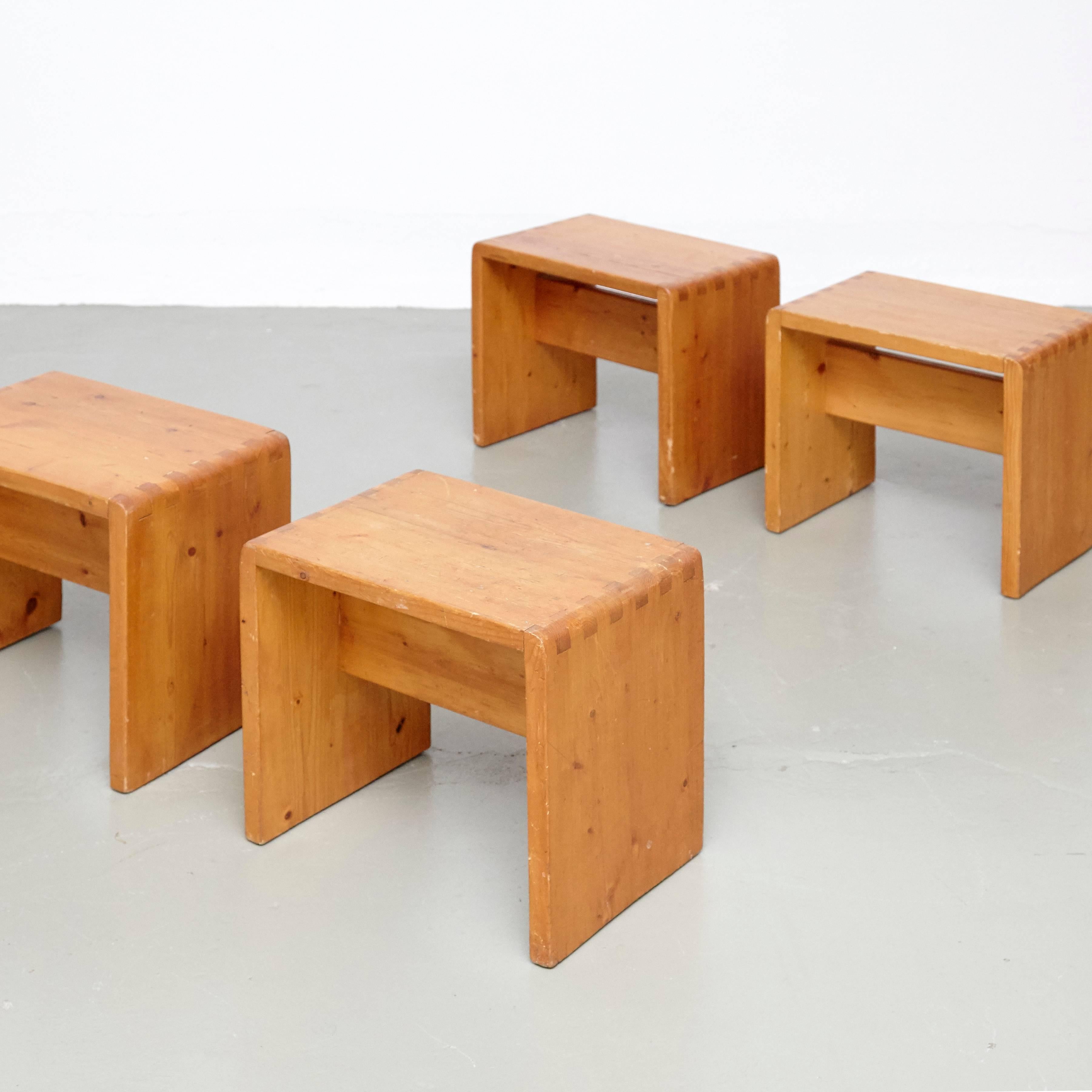 Charlotte Perriand Big Table and Four Stools for Les Arcs 1