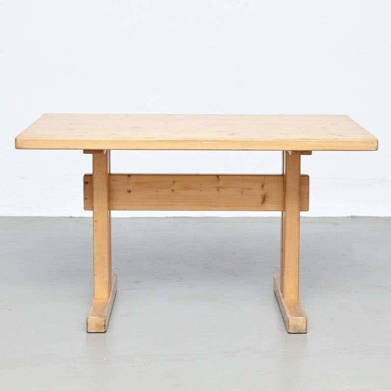 Charlotte Perriand Big Table and Two Benches for Les Arcs For Sale 4