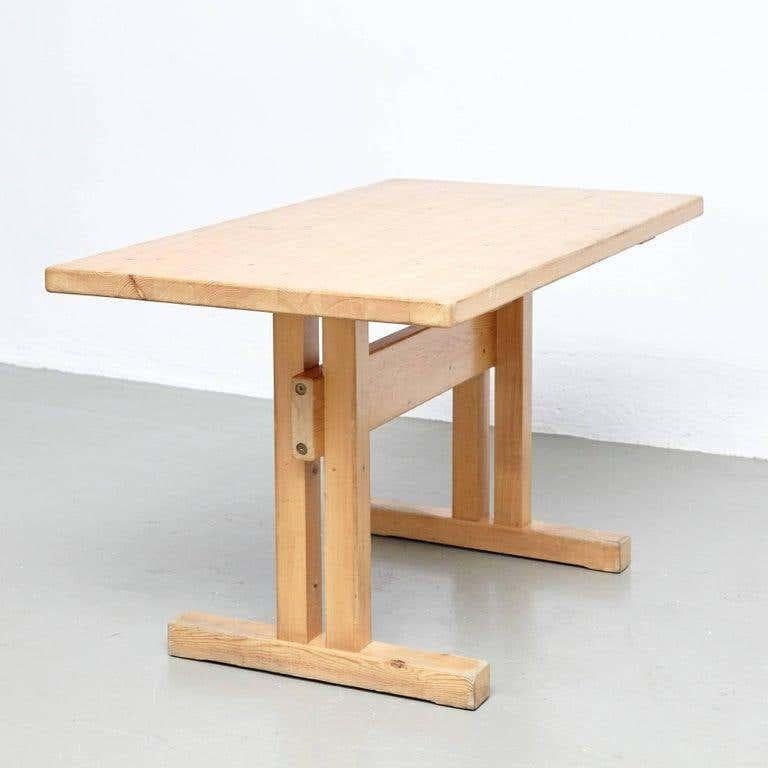 Charlotte Perriand Big Table and Two Benches for Les Arcs For Sale 5
