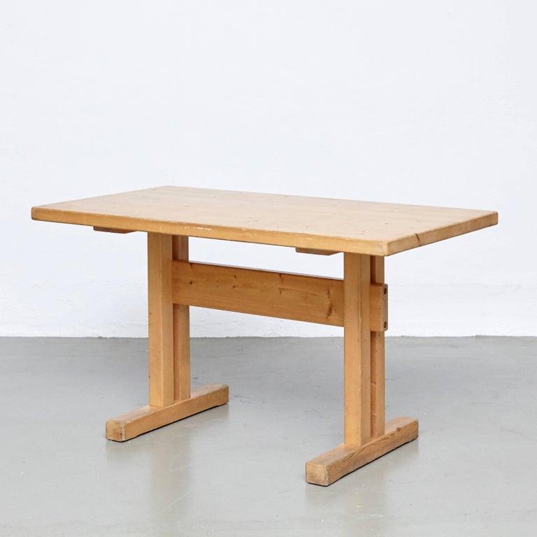 Mid-20th Century Charlotte Perriand Big Table and Two Benches for Les Arcs