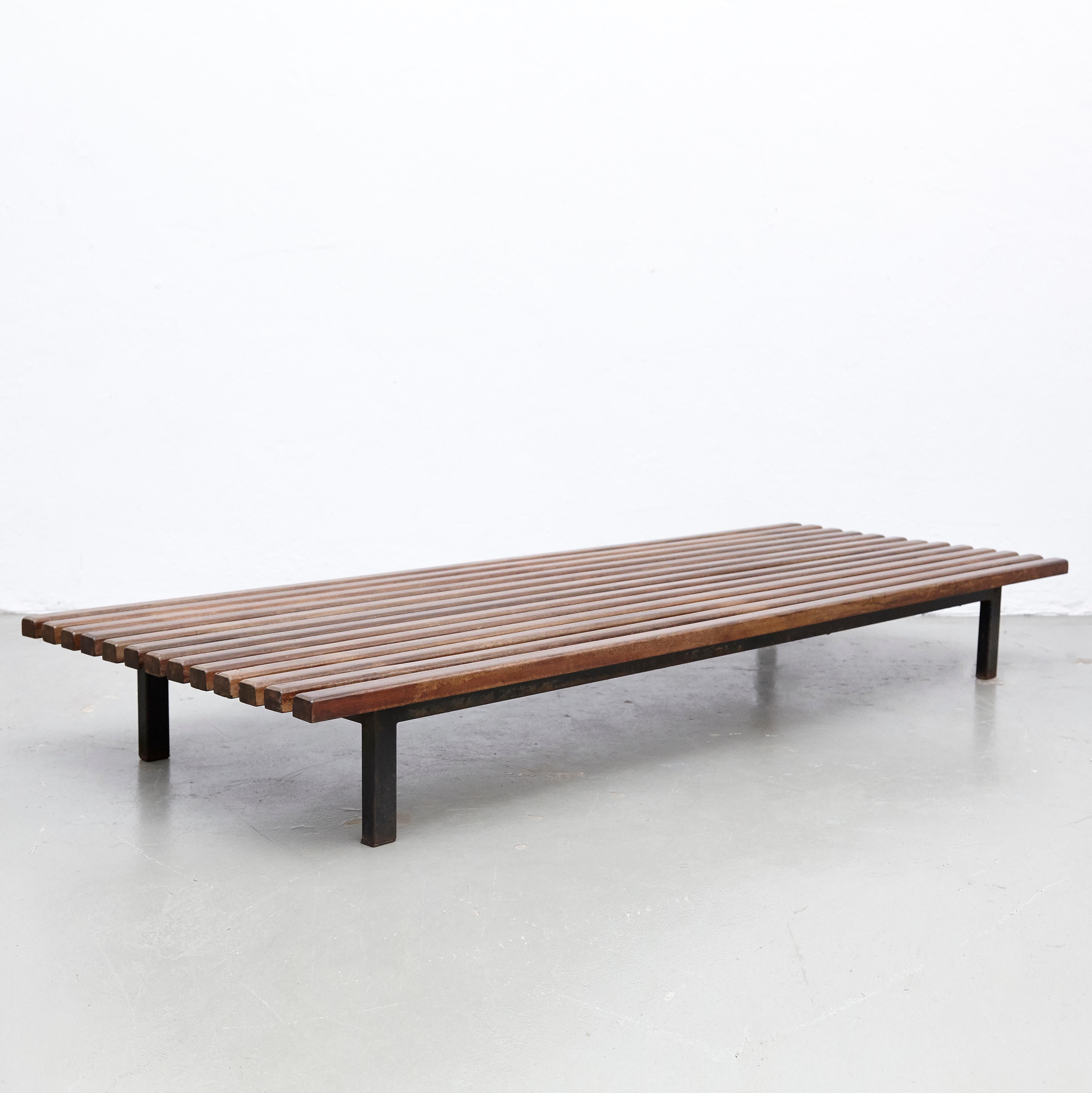 Mid-Century Modern Charlotte Perriand, Mid Century Modern, Wood Metal Cansado Bench, circa 1950