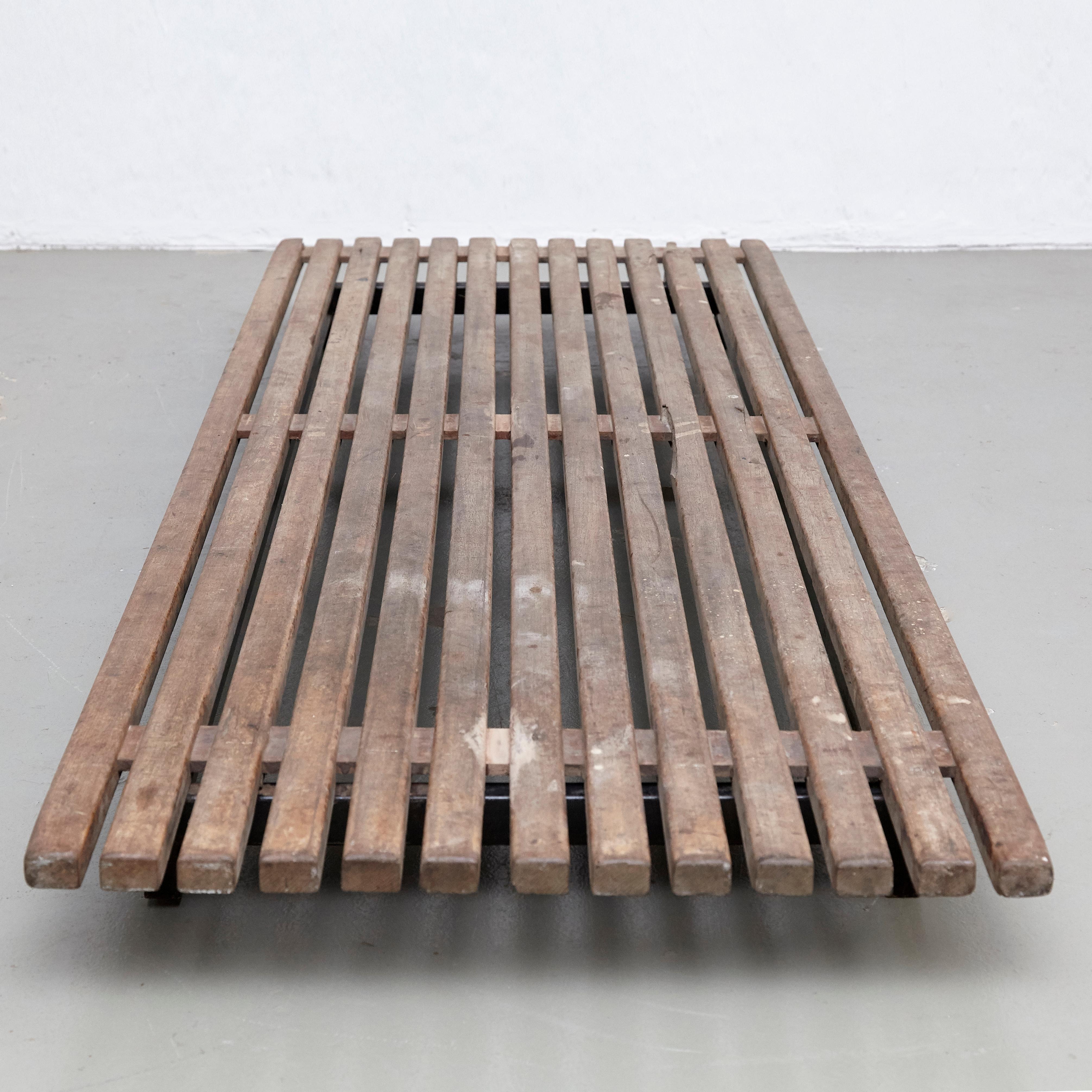Charlotte Perriand, Mid Century Modern, Wood Maetal, Cansado Bench, circa 1950 In Good Condition In Barcelona, Barcelona