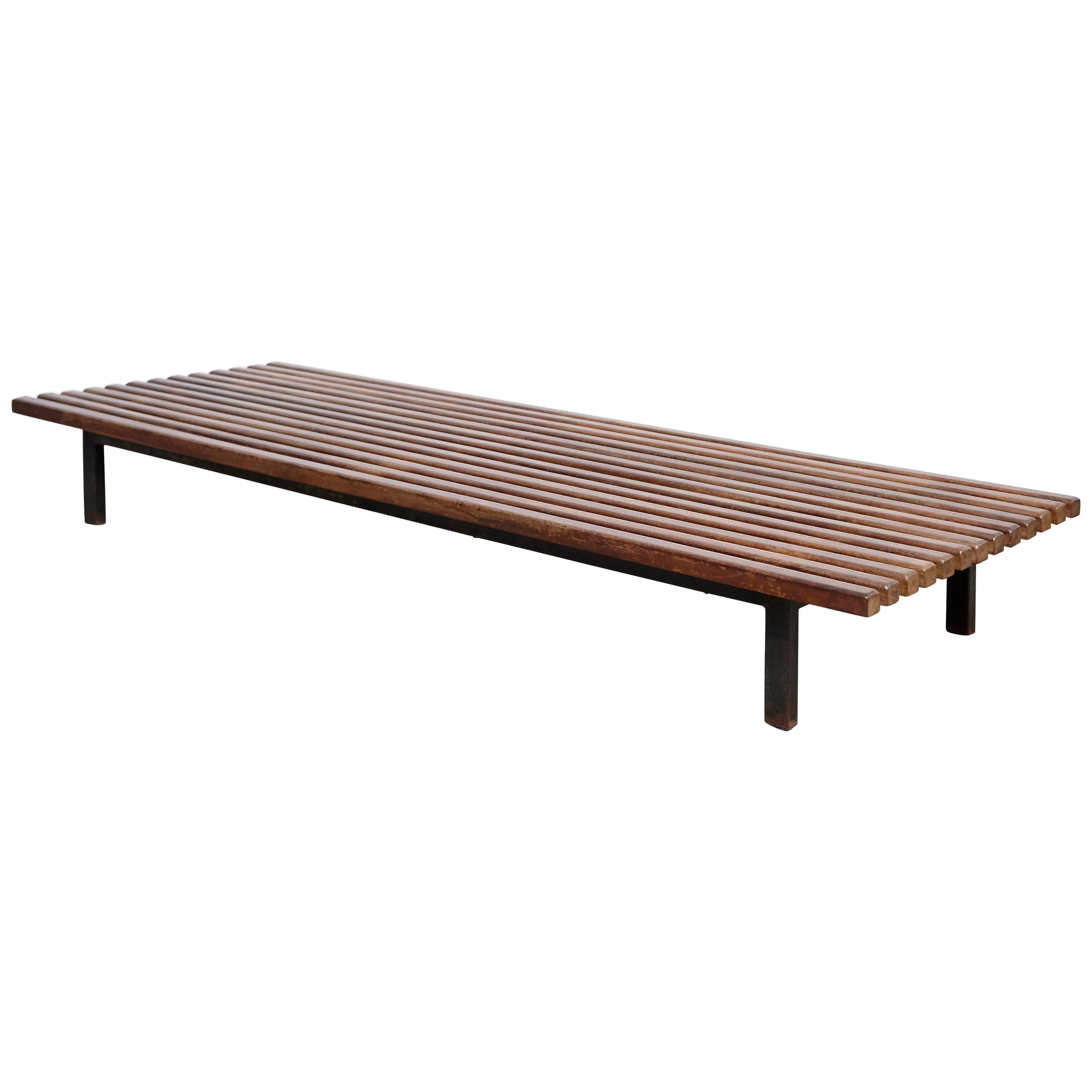 Charlotte Perriand, Mid Century Modern, Wood Metal Cansado Bench, circa 1950