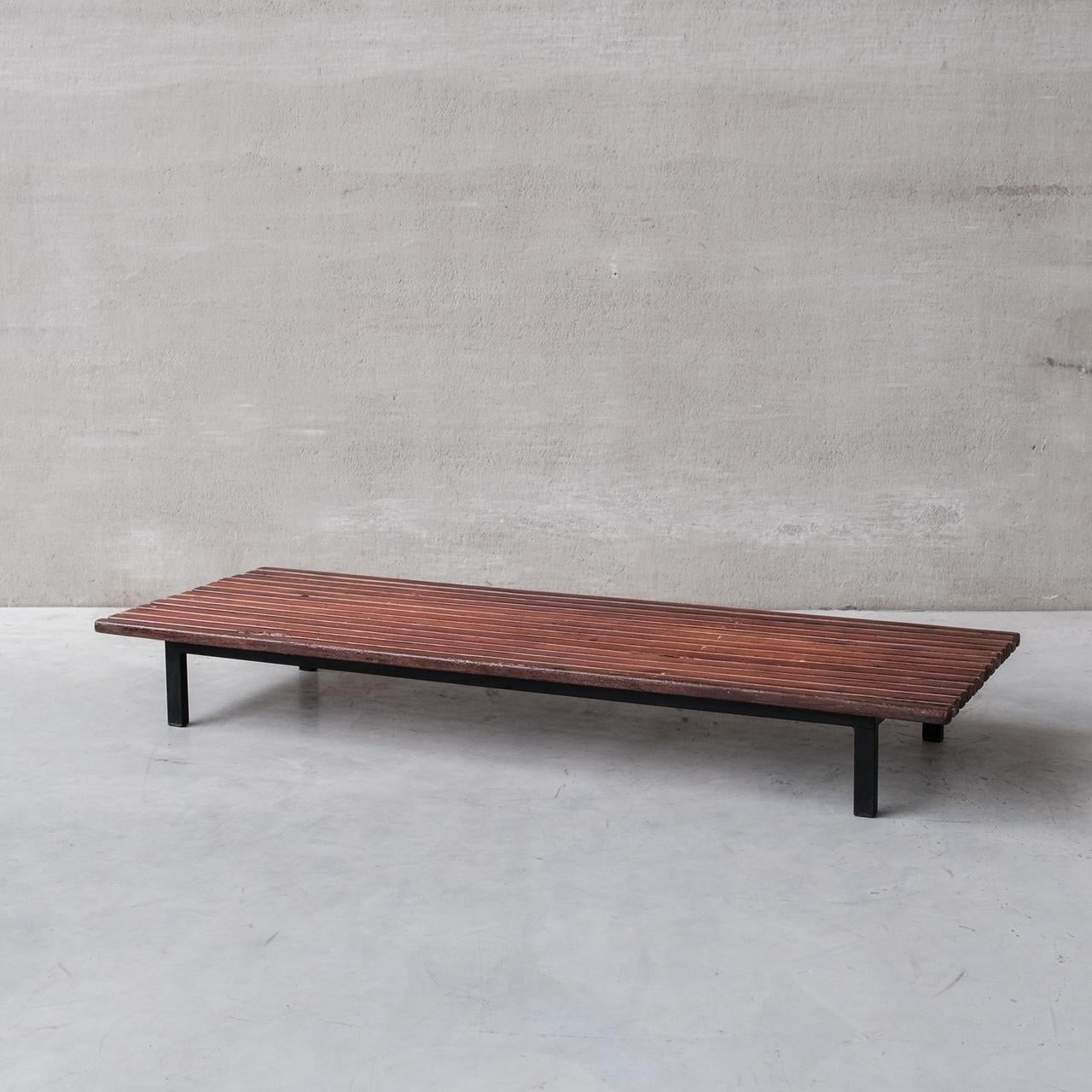 A scarce bench, daybed by Charlotte Perriand for Steph Simon.

But easily and best placed we believe as a coffee table.

France, circa 1950s.

Originally designed by legendary designer Perriand for the 'cite Cansado' project and subsequently
