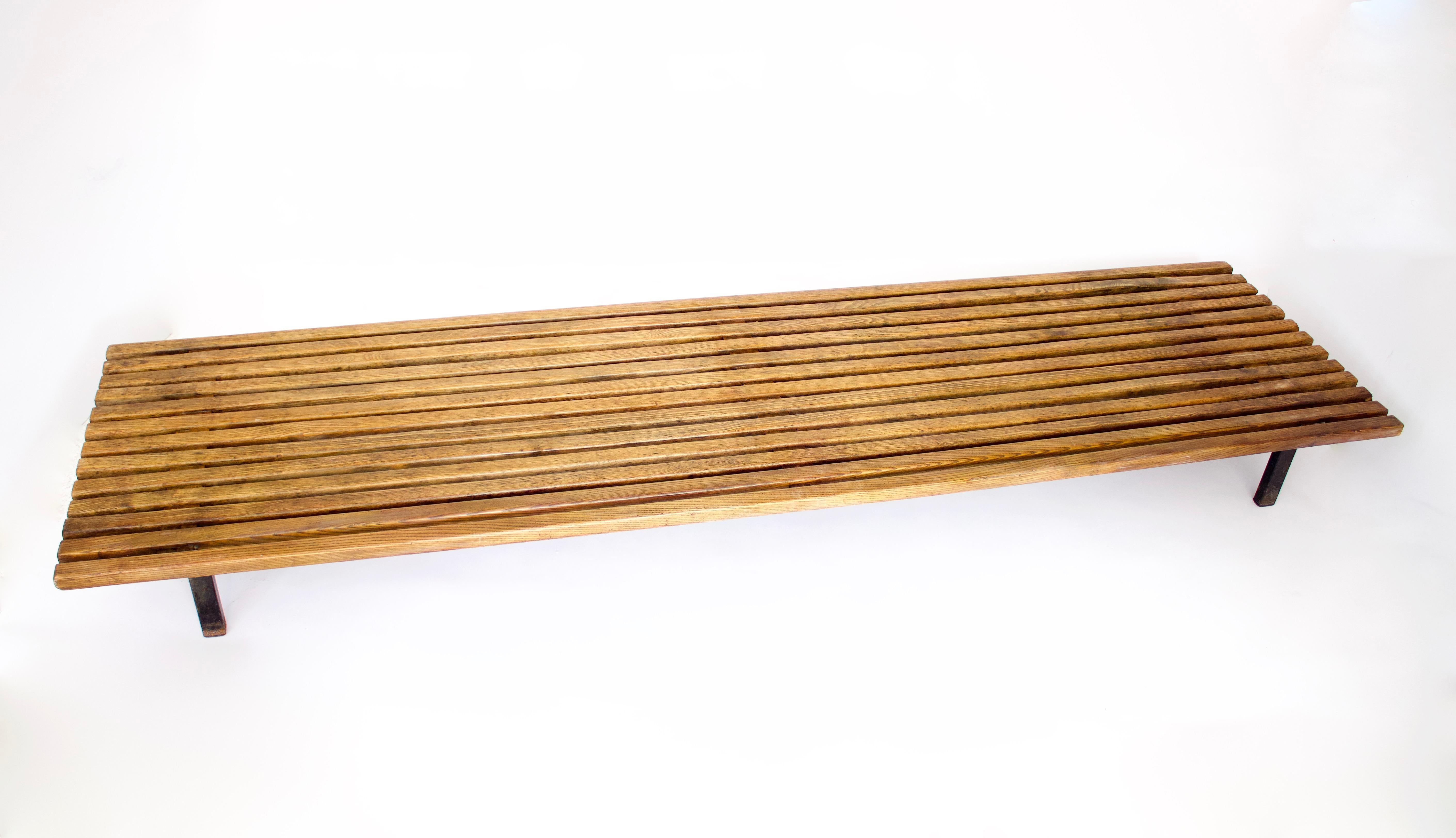 Steel Charlotte Perriand Cansado Bench in Ash Wood For Sale