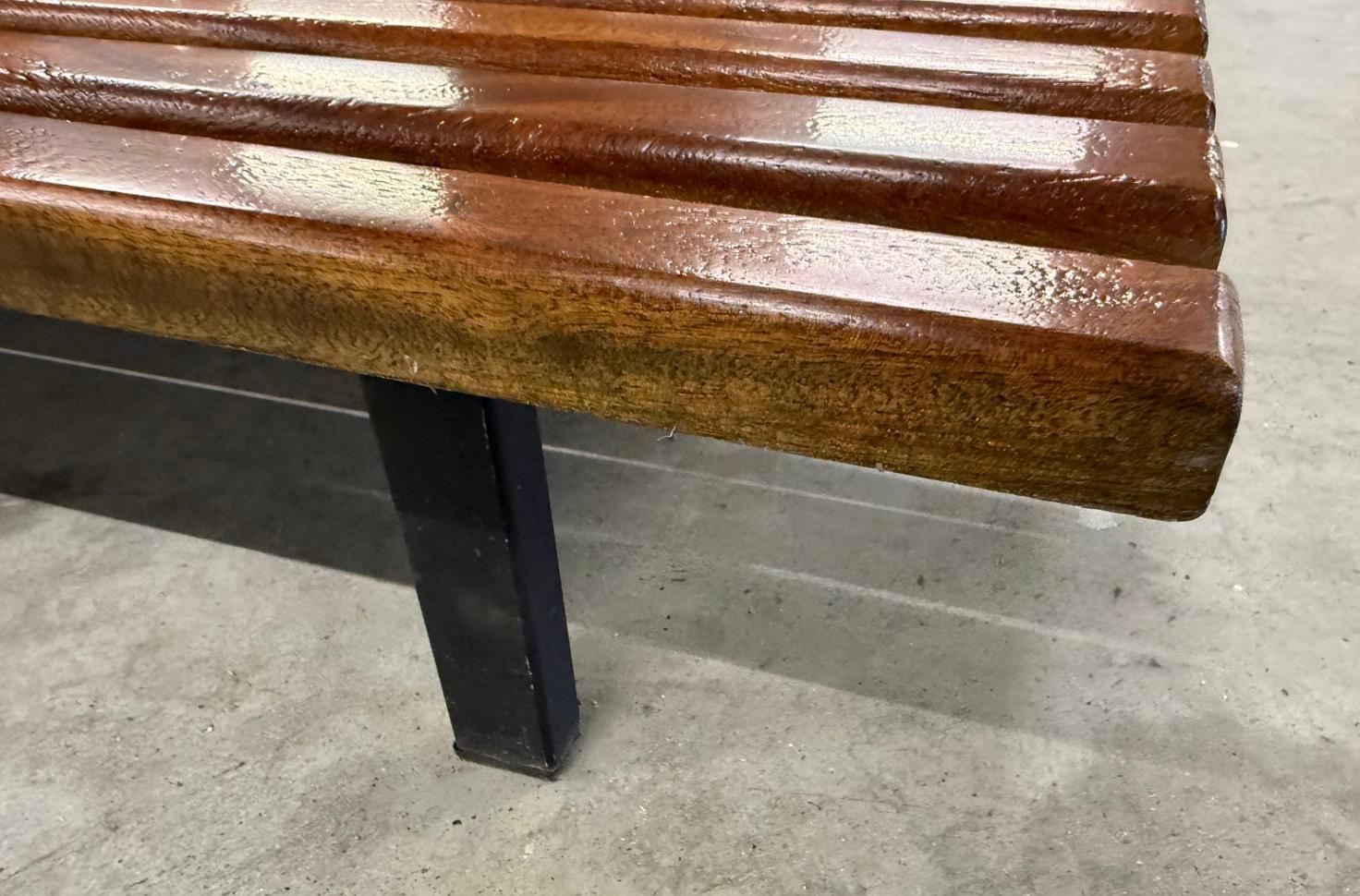 Charlotte Perriand Cansado Bench in Mahogany Wood Bench In Good Condition For Sale In Chicago, IL