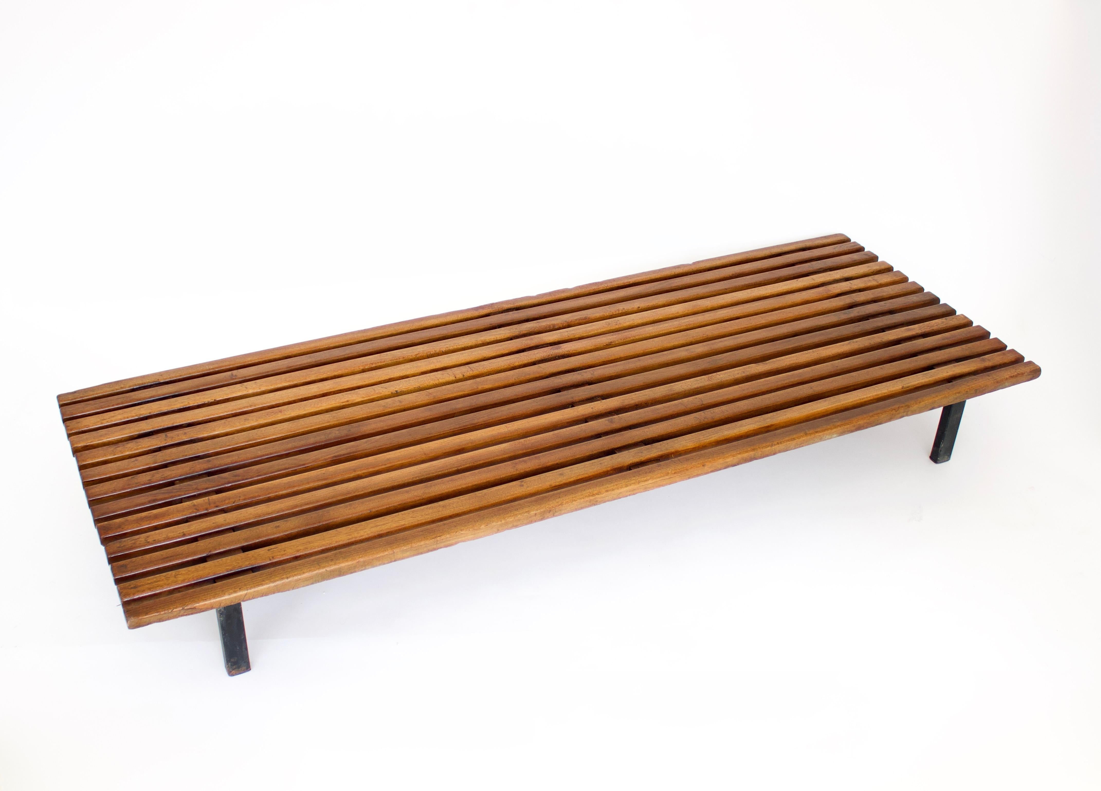 Mid-20th Century Charlotte Perriand Cansado Bench in Mahogany Wood Bench For Sale