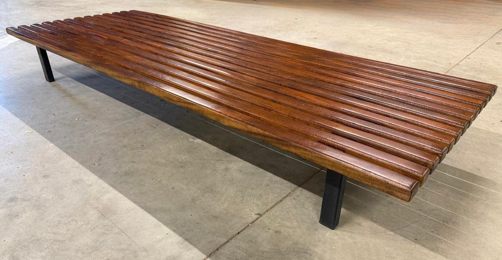 Mid-20th Century Charlotte Perriand Cansado Bench in Mahogany Wood Bench For Sale