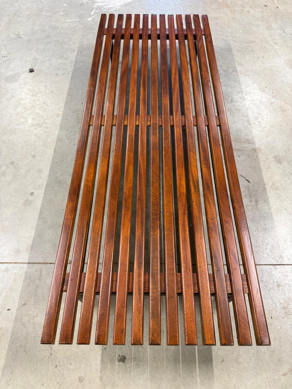 Charlotte Perriand Cansado Bench in Mahogany Wood Bench For Sale 1