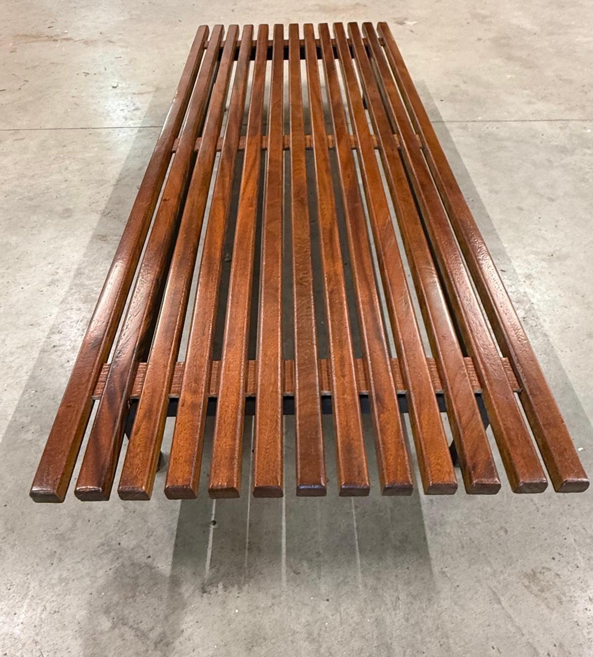 Charlotte Perriand Cansado Bench in Mahogany Wood Bench For Sale 2